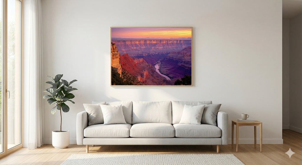 Grand Canyon Canvas Wall Art | Arizona Sunrise Print, Desert Landscape, Southwest Decor, Stretched Canvas — grand-canyon-sunrise-living-room-wall-art.jpg