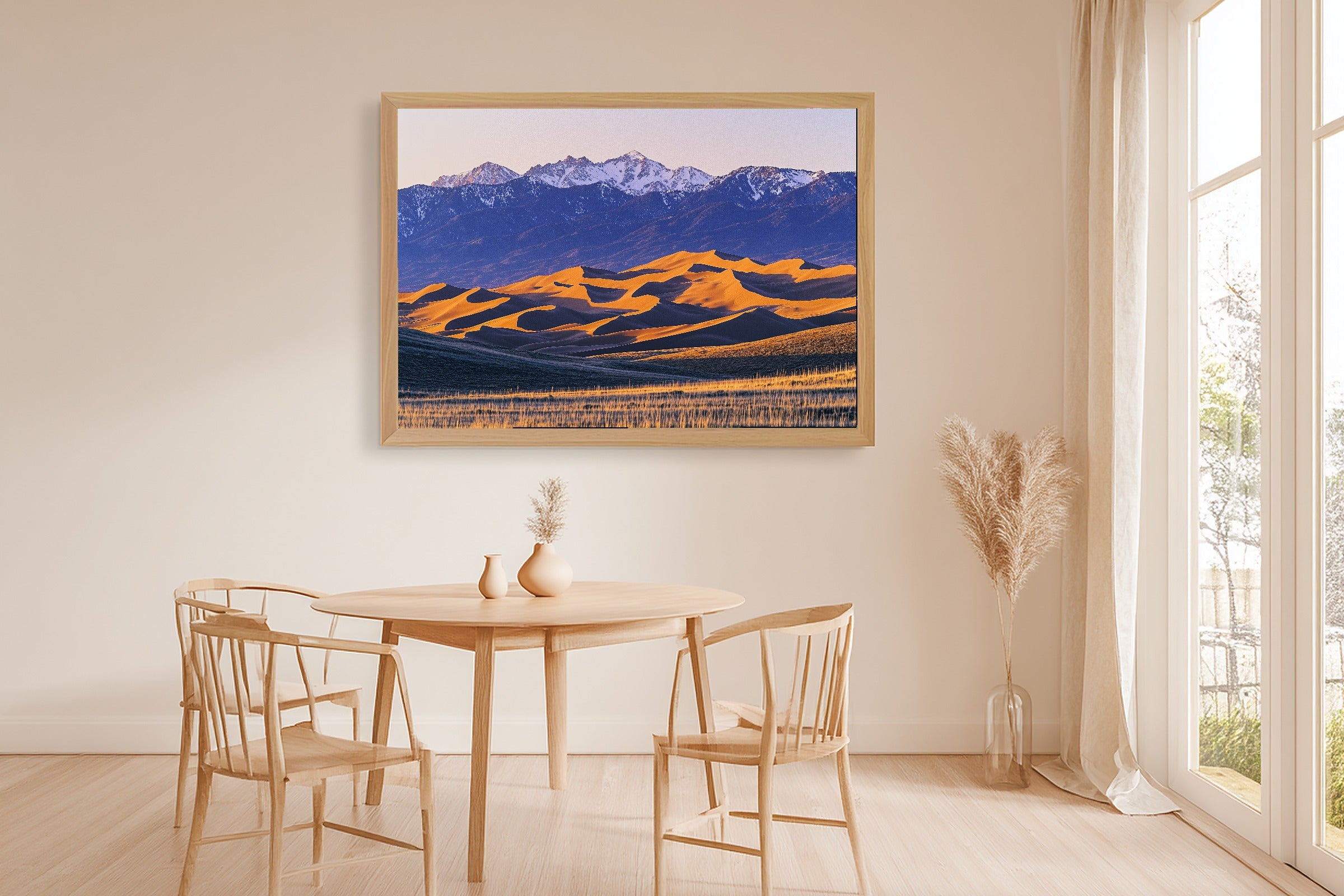 Quiet Great Sand Dunes Retro Poster — Dreamy Timeless Wall Art, Warm Living Room Decor, Stretched Canvas, Ready to Hang — great-sand-dunes-retro-poster-dining-room-wall-art.jpg