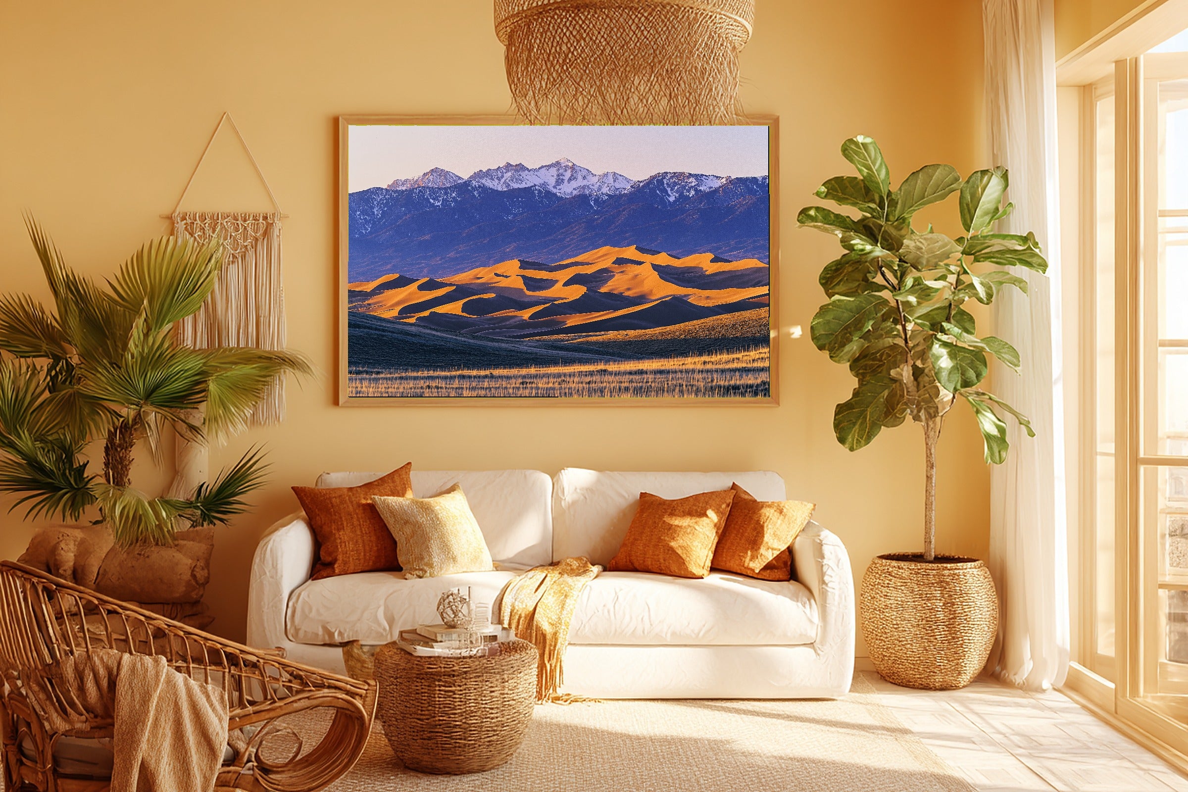 Quiet Great Sand Dunes Retro Poster — Dreamy Timeless Wall Art, Warm Living Room Decor, Stretched Canvas, Ready to Hang — great-sand-dunes-retro-poster-room-5-wall-art.jpg