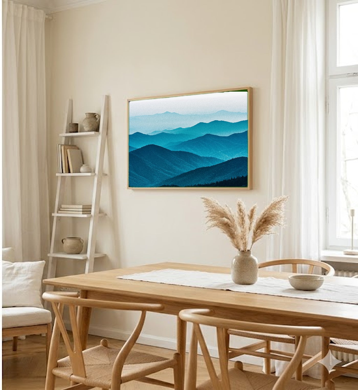 Great Smoky Mountains Canvas Wall Art | Retro Travel Poster Print, Appalachian Decor, Stretched Canvas — great-smoky-retro-poster-dining-room-wall-art.jpg