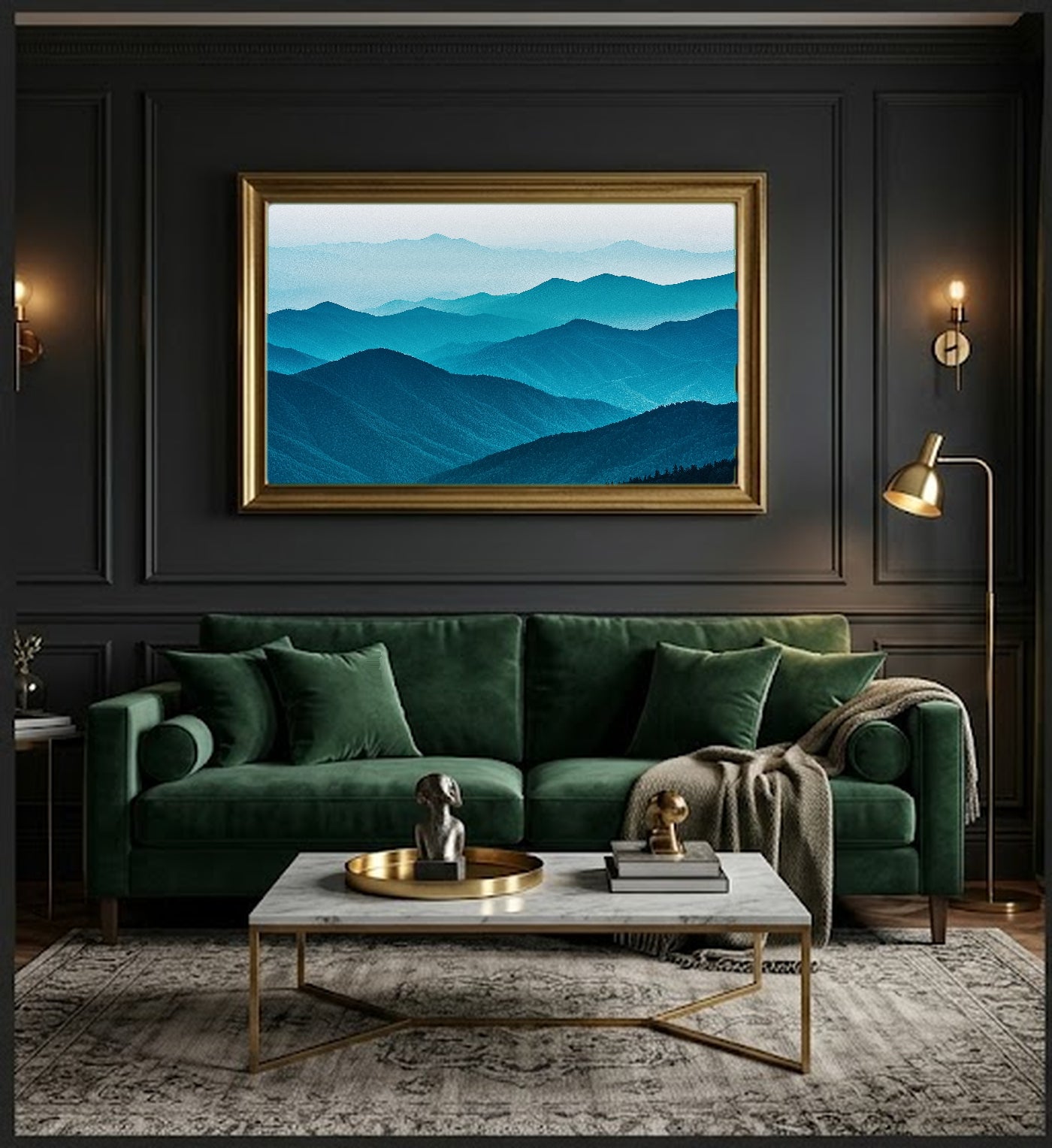 Great Smoky Mountains Canvas Wall Art | Retro Travel Poster Print, Appalachian Decor, Stretched Canvas — great-smoky-retro-poster-office-wall-art.jpg