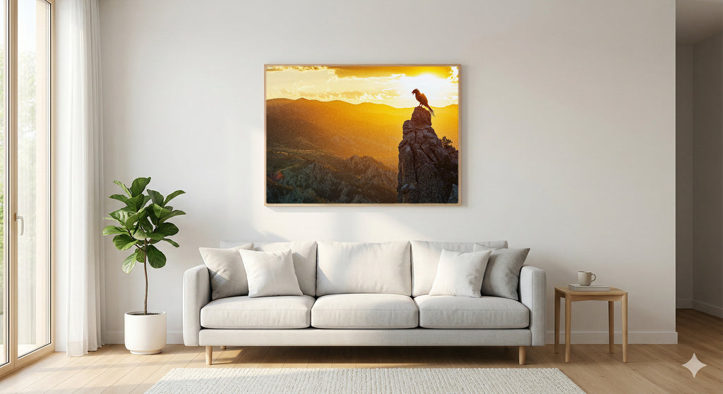 Griffin Canvas Wall Art | Mountain Sigil Print, Mythical Fantasy Decor, Stretched Canvas — griffin-mountain-sigil-living-room-wall-art.jpg