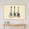 Guitar Line Art Trio Soft Painterly Wall Art — Soulful Print for the Living Room, Stretched Canvas Gift for the Art Lover in Your Life — guitar-line-art-trio-canvas-print.jpg