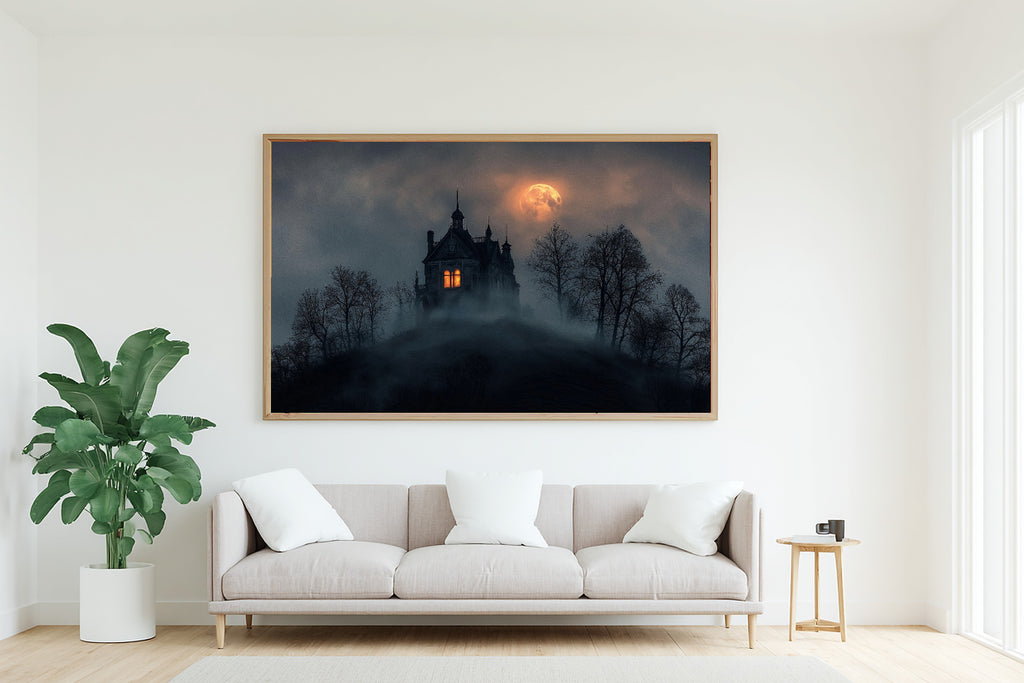 Hand-picked Halloween Haunted Manor Fog Giclée Print — Heartfelt Dreamy Seaside for the Beach House, Ready-to-Hang Coastal Soul Gift — halloween-haunted-manor-fog-living-room-wall-art.jpg
