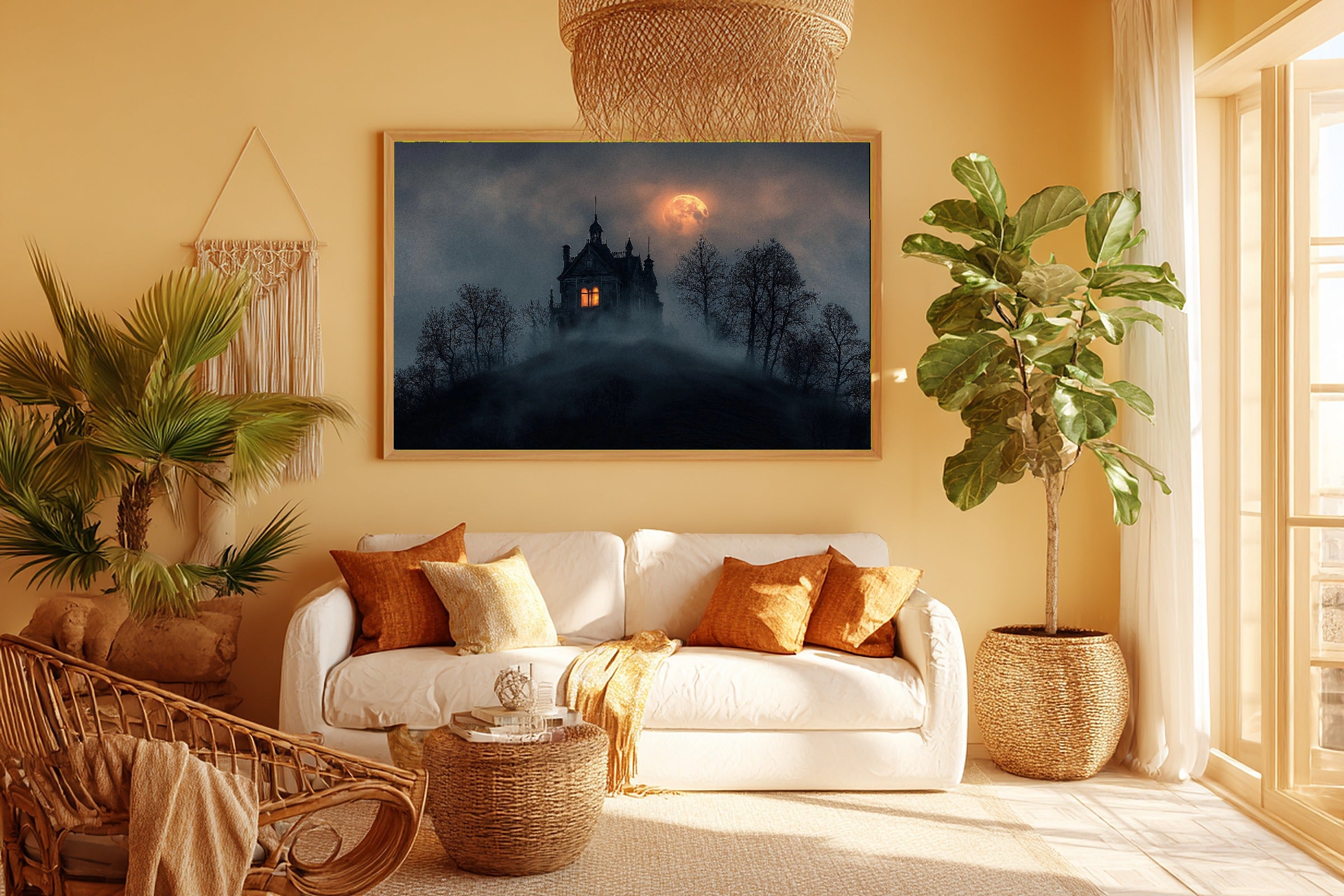 Hand-picked Halloween Haunted Manor Fog Giclée Print — Heartfelt Dreamy Seaside for the Beach House, Ready-to-Hang Coastal Soul Gift — halloween-haunted-manor-fog-room-5-wall-art.jpg