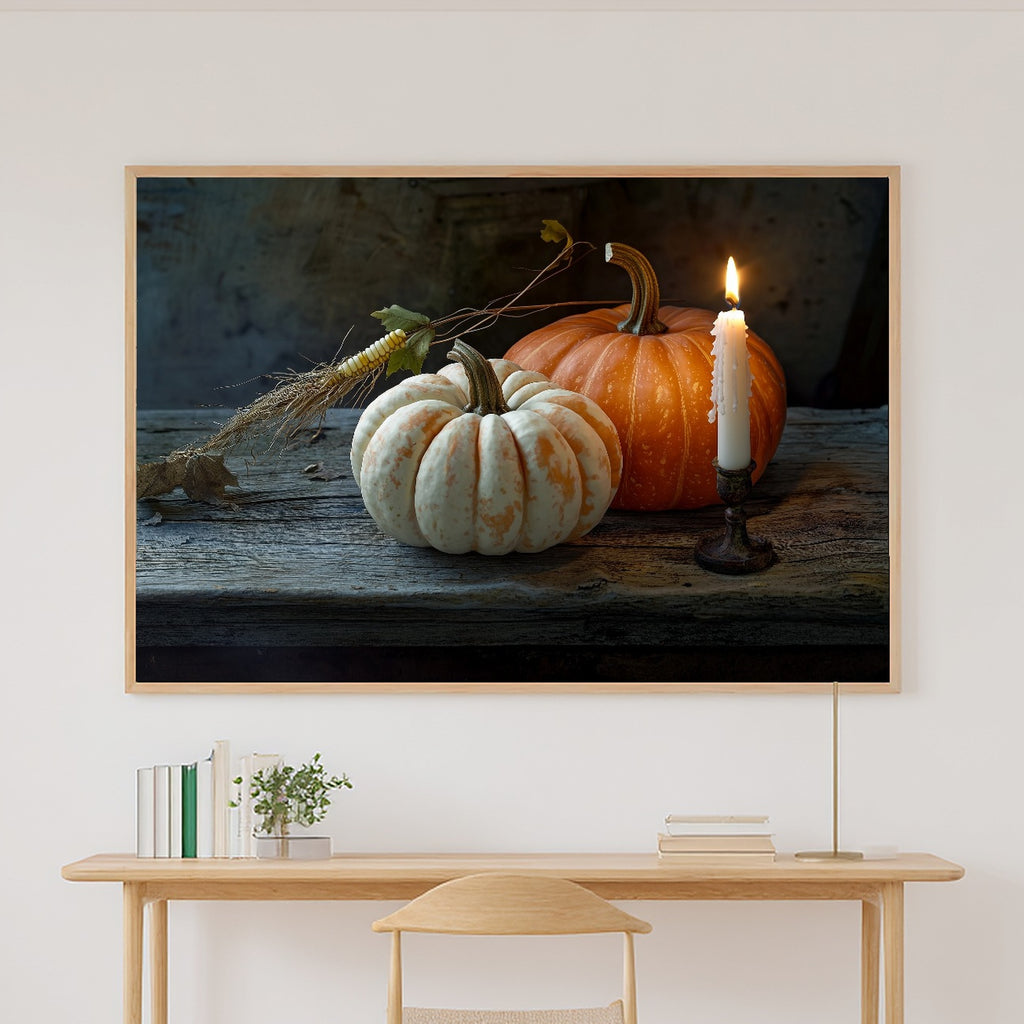 Halloween Moody Pumpkin Still Life Soft Ocean Wall Art — Heartfelt Print for the Beach House, Stretched Canvas Gift for the Coastal Soul — halloween-moody-pumpkin-still-life-canvas-print.jpg