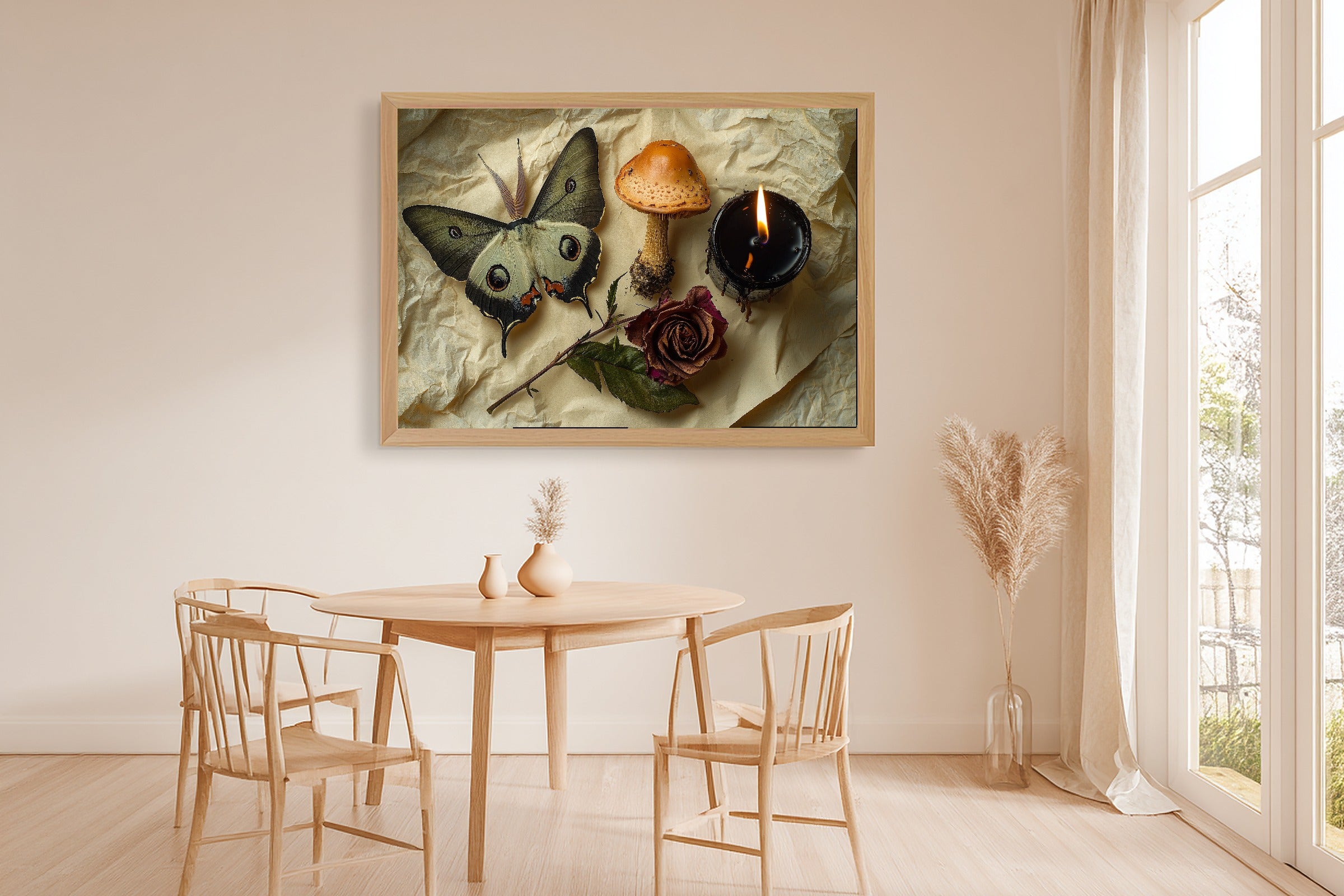 Soft Ocean Halloween Mushroom Moth Occult Canvas Wall Art — Timeless Print for the Beach House, A Gift the Coastal Soul Will Adore — halloween-mushroom-moth-occult-dining-room-wall-art.jpg