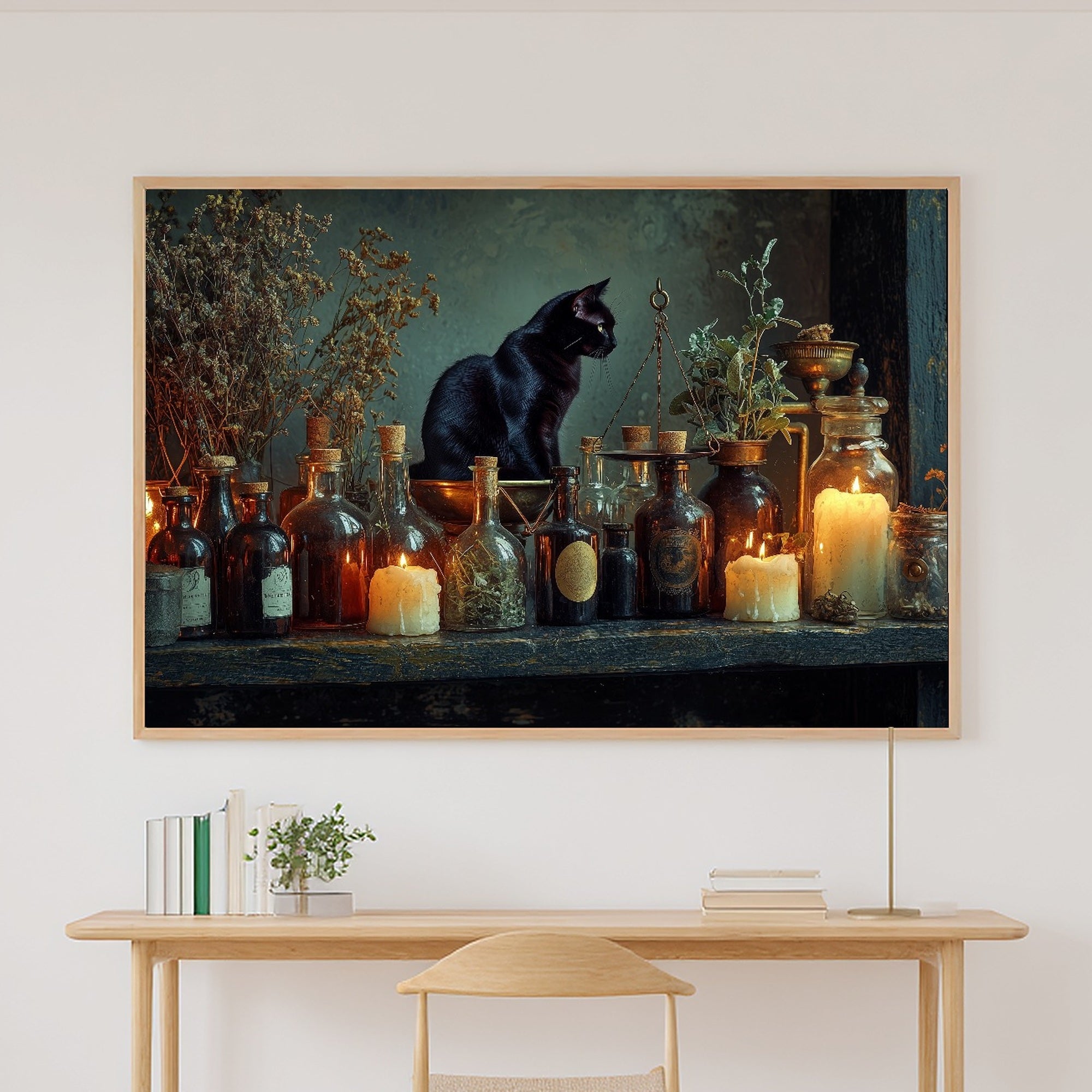 Timeless Halloween Witch Apothecary Shelf — Hazy Tidal Wall Art, Warm Beach House Decor, Stretched Canvas, Ready to Hang — halloween-witch-apothecary-shelf-canvas-print.jpg