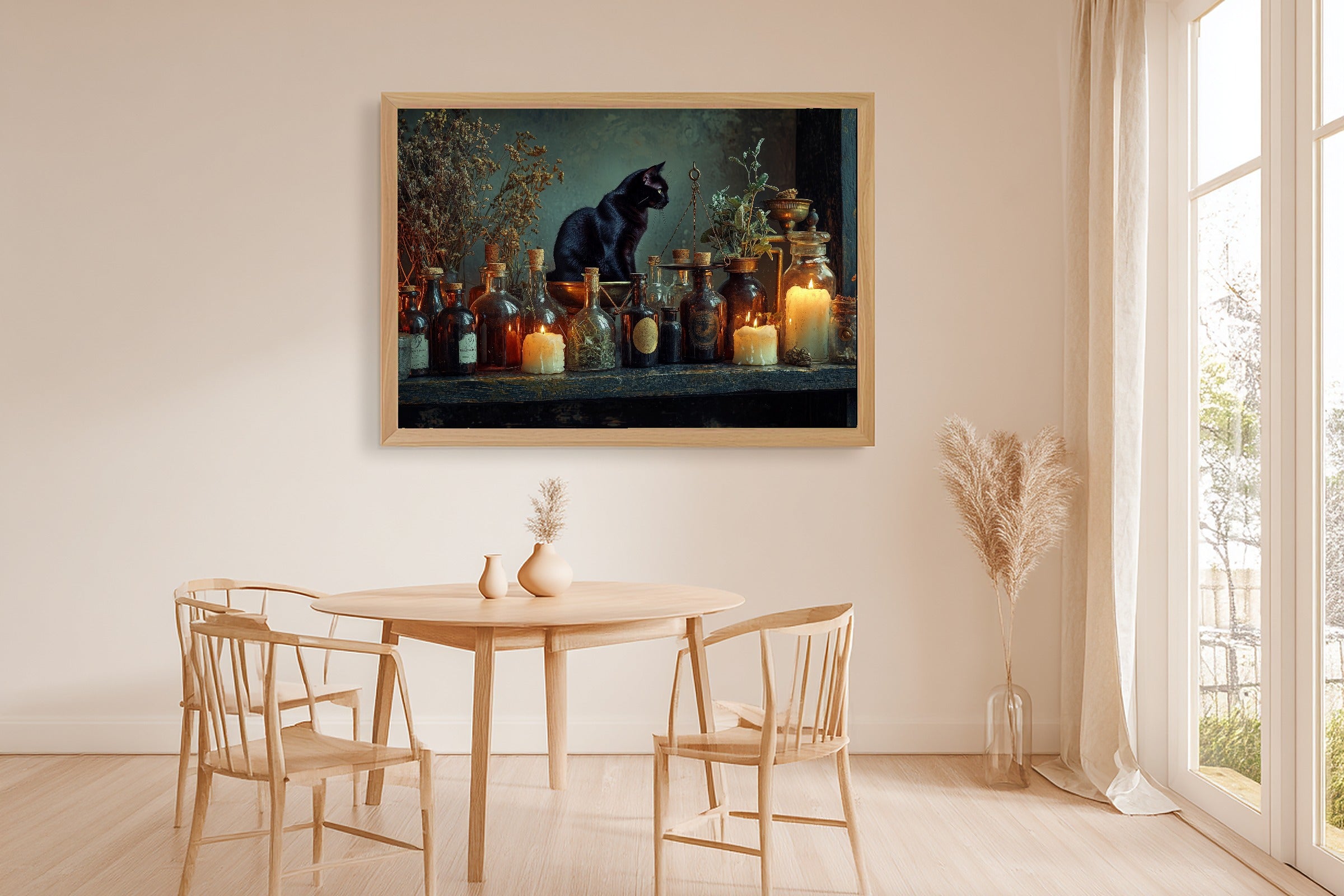 Timeless Halloween Witch Apothecary Shelf — Hazy Tidal Wall Art, Warm Beach House Decor, Stretched Canvas, Ready to Hang — halloween-witch-apothecary-shelf-dining-room-wall-art.jpg