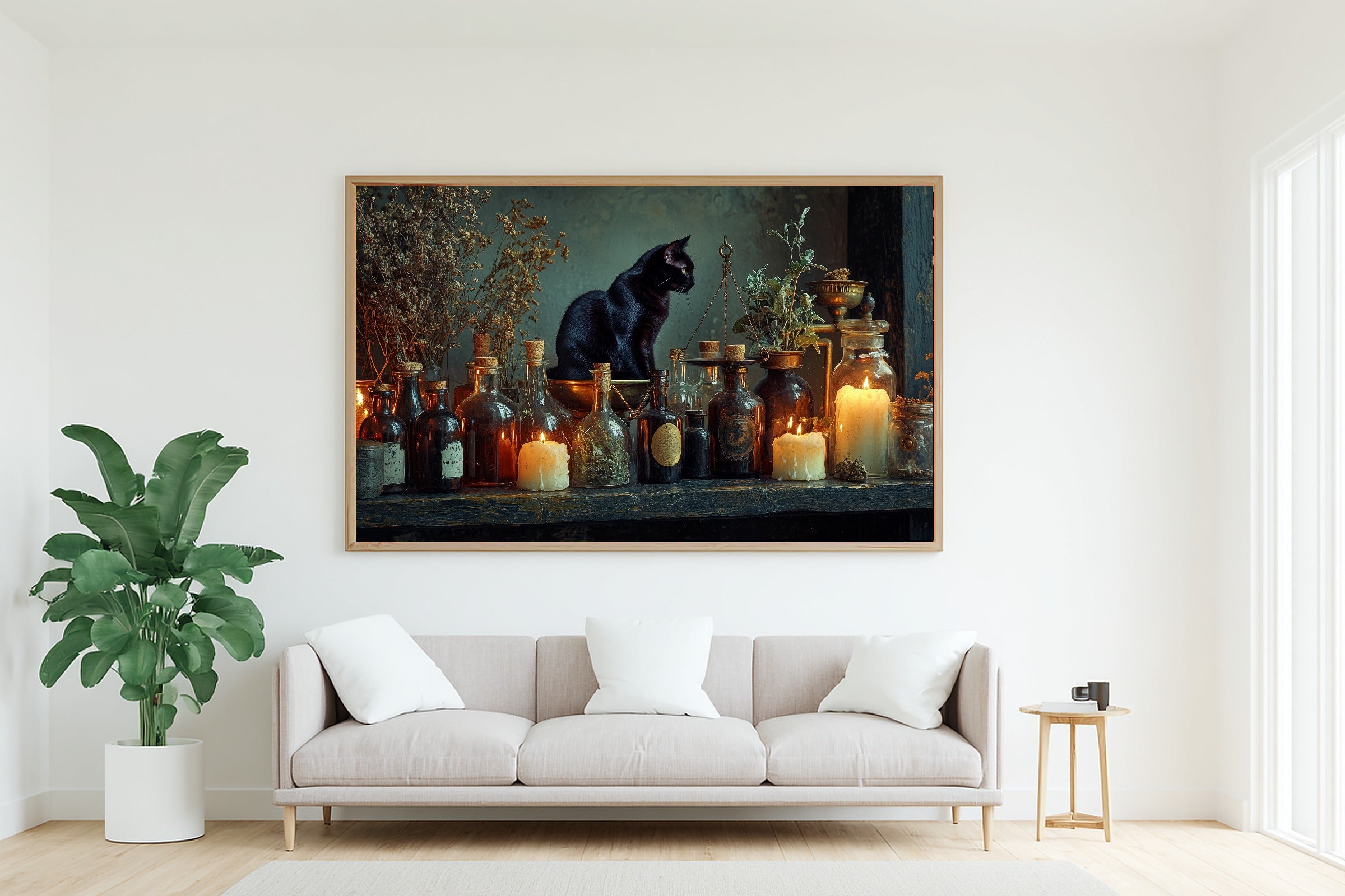 Timeless Halloween Witch Apothecary Shelf — Hazy Tidal Wall Art, Warm Beach House Decor, Stretched Canvas, Ready to Hang — halloween-witch-apothecary-shelf-living-room-wall-art.jpg