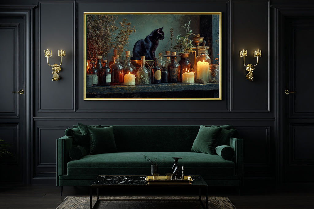 Timeless Halloween Witch Apothecary Shelf — Hazy Tidal Wall Art, Warm Beach House Decor, Stretched Canvas, Ready to Hang — halloween-witch-apothecary-shelf-office-wall-art.jpg