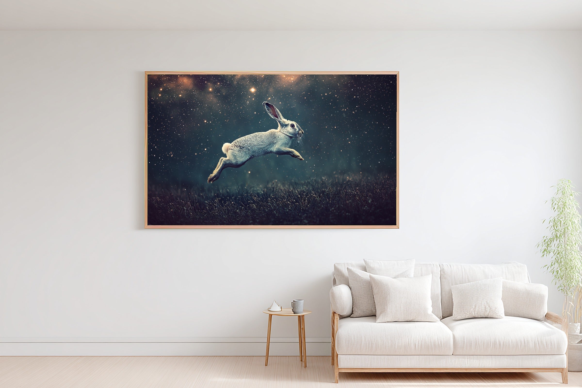 Hare Stars Midnight Meadow Canvas Wall Art, Dreamy Timeless Artwork, Cozy Neutral Palette Bedroom Art, Wedding Gift for Couples — hare-stars-midnight-meadow-bedroom-wall-art.jpg