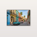 Havana Street Canvas Wall Art - Classic Cars Print, Cuba Colorful Buildings, Travel Decor, Stretched Canvas — havana classic cars canvas print