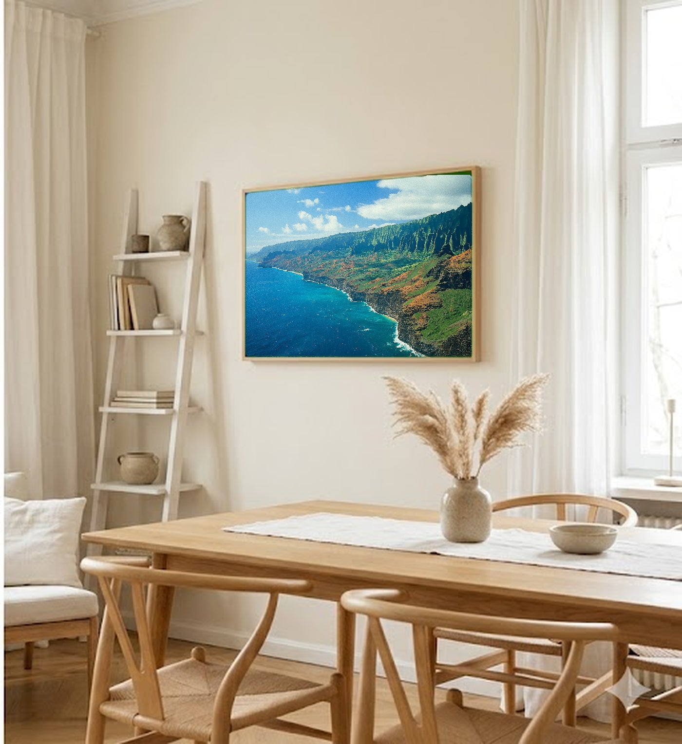 Na Pali Coast Canvas Wall Art | Hawaii Kauai Print, Dramatic Cliffs Tropical Decor, Stretched Canvas — hawaii-na-pali-coast-dining-room-wall-art.jpg