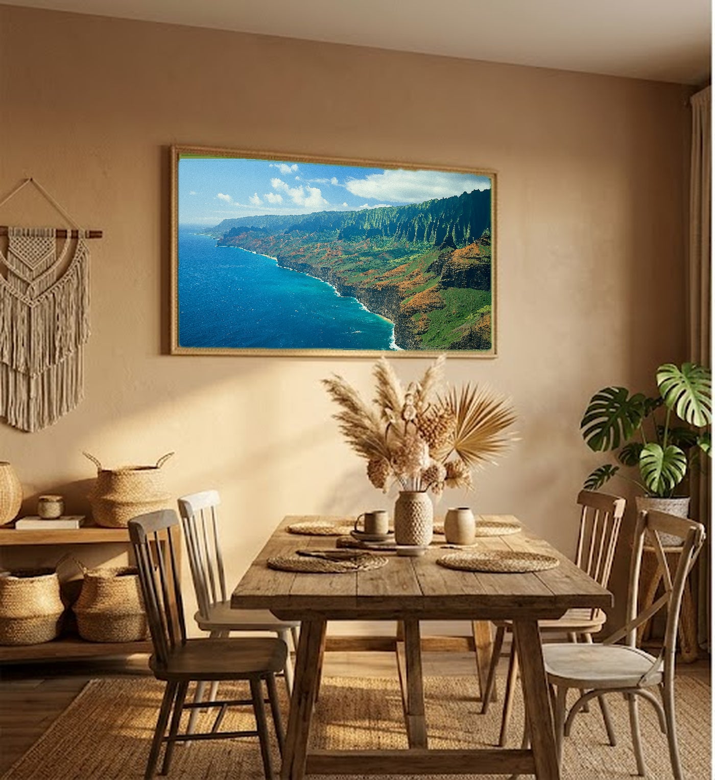 Na Pali Coast Canvas Wall Art | Hawaii Kauai Print, Dramatic Cliffs Tropical Decor, Stretched Canvas — hawaii-na-pali-coast-hallway-wall-art.jpg