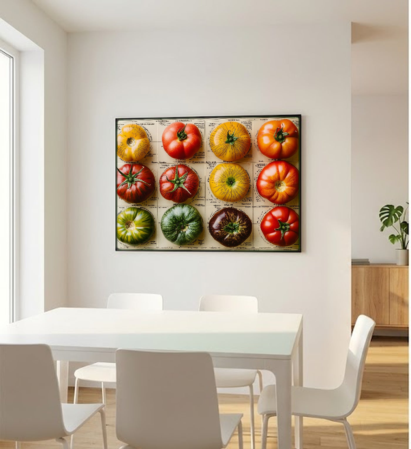 Heirloom Tomato Chart Canvas Wall Art | Vintage Botanical Print, Farmhouse Kitchen Decor, Stretched Canvas — heirloom-tomato-varieties-chart-bedroom-wall-art.jpg