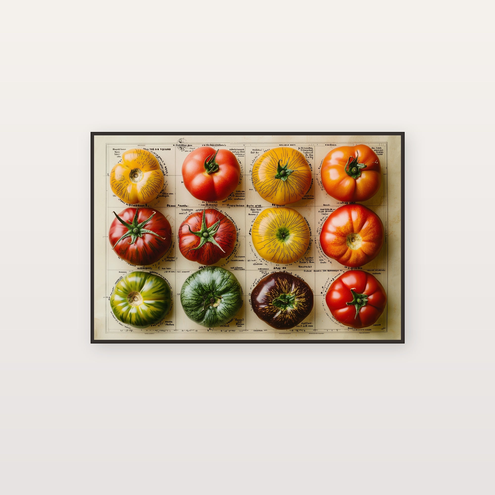 Heirloom Tomato Chart Canvas Wall Art | Vintage Botanical Print, Farmhouse Kitchen Decor, Stretched Canvas — heirloom-tomato-varieties-chart-canvas-print.jpg