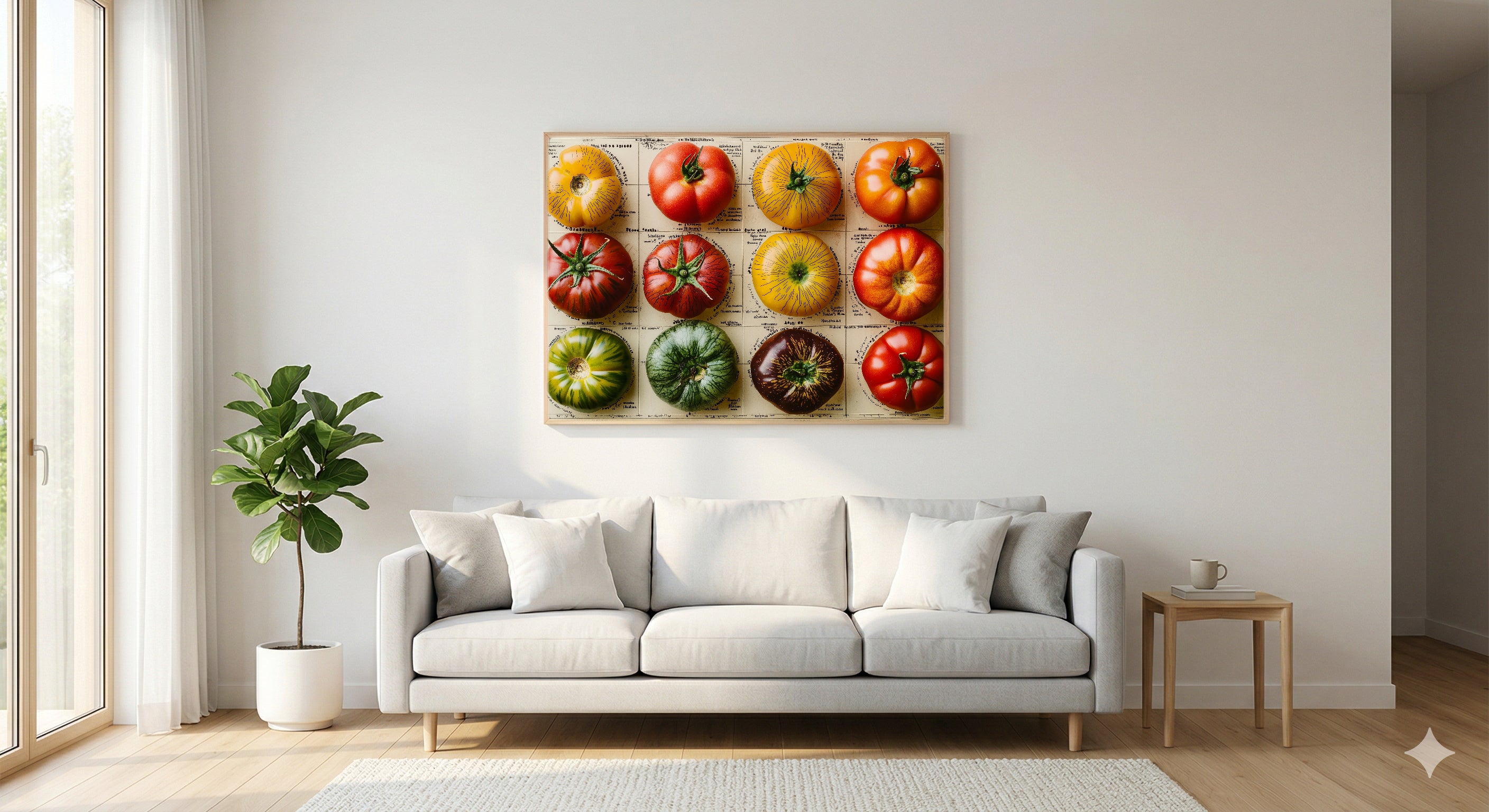 Heirloom Tomato Chart Canvas Wall Art | Vintage Botanical Print, Farmhouse Kitchen Decor, Stretched Canvas — heirloom-tomato-varieties-chart-living-room-wall-art.jpg