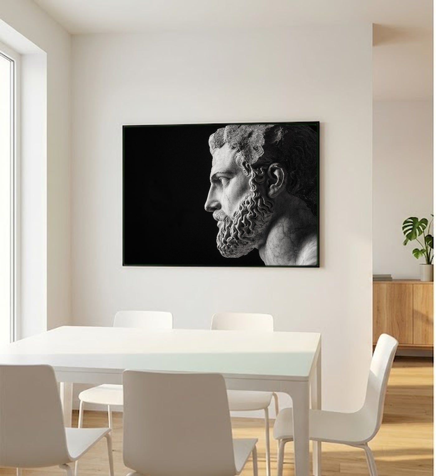 Hercules Statue Canvas Wall Art | Greek Monochrome Print, Home Gym Stoic Decor, Stretched Canvas — hercules-statue-monochrome-bedroom-wall-art.jpg