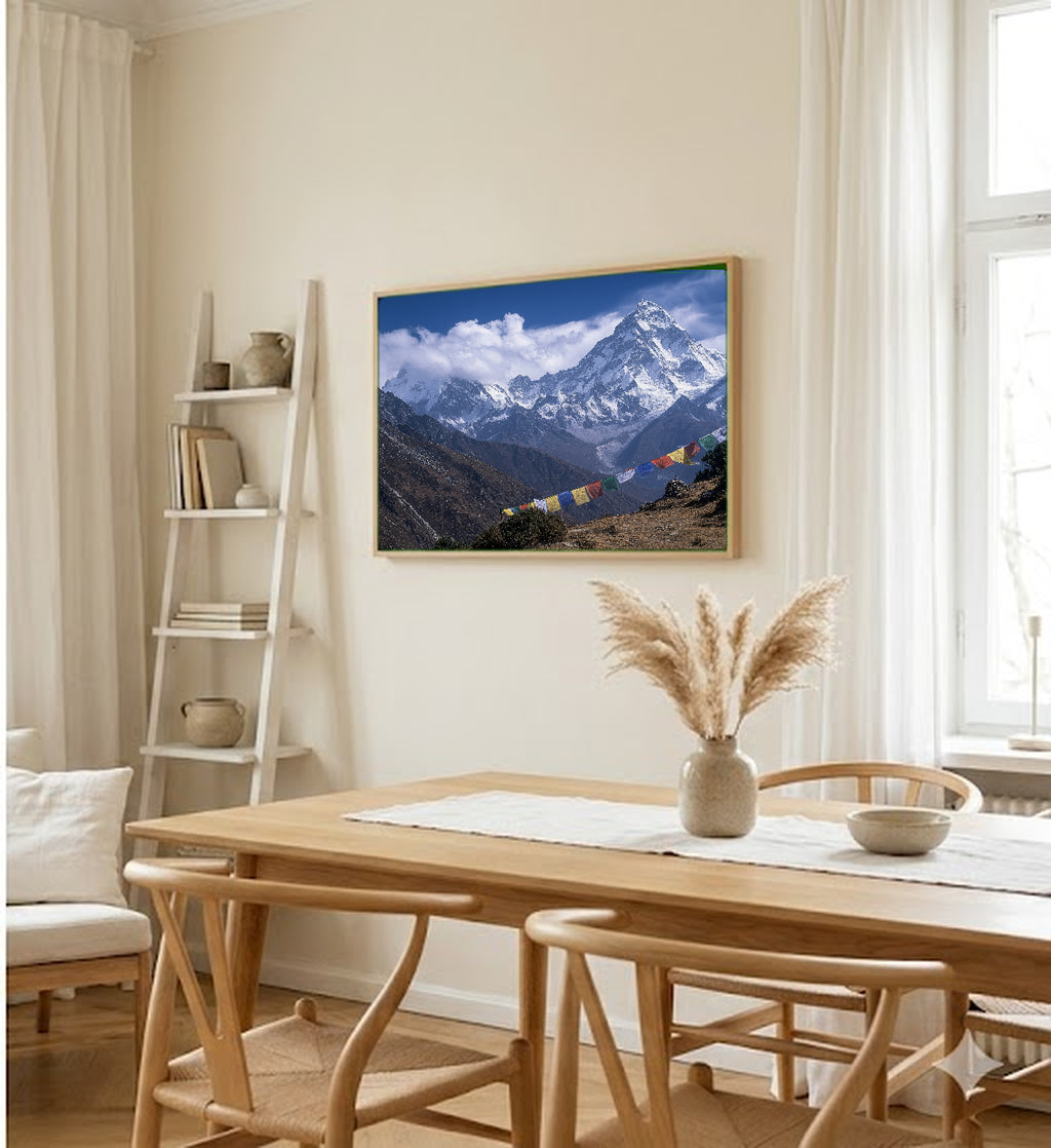 Mount Everest Canvas Wall Art | Himalayan Landscape Print, Snow Peaks, Nature Decor, Stretched Canvas — himalayas-everest-dining-room-wall-art.jpg
