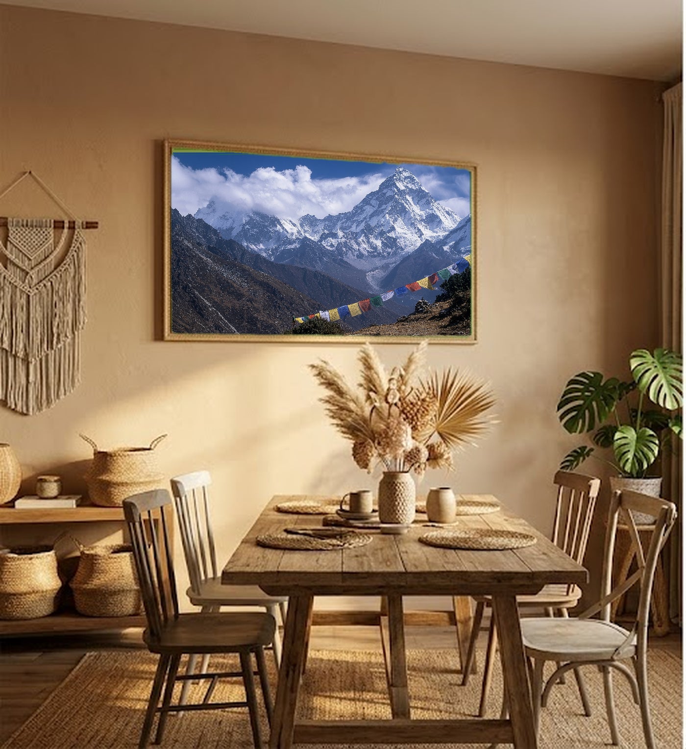 Mount Everest Canvas Wall Art | Himalayan Landscape Print, Snow Peaks, Nature Decor, Stretched Canvas — himalayas-everest-hallway-wall-art.jpg