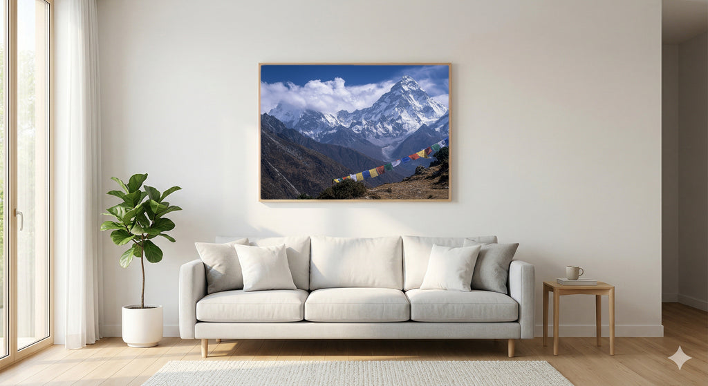 Mount Everest Canvas Wall Art | Himalayan Landscape Print, Snow Peaks, Nature Decor, Stretched Canvas — himalayas-everest-living-room-wall-art.jpg