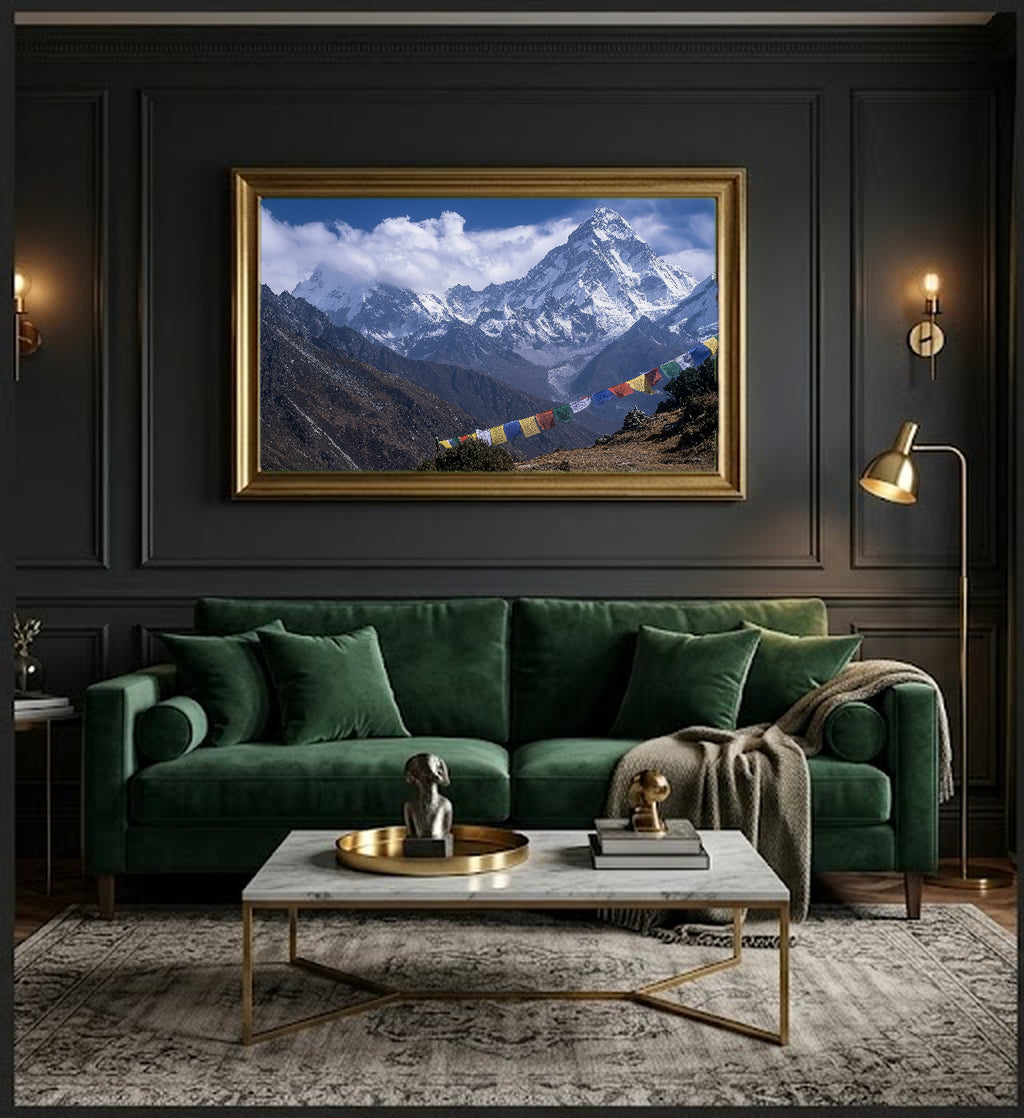 Mount Everest Canvas Wall Art | Himalayan Landscape Print, Snow Peaks, Nature Decor, Stretched Canvas — himalayas-everest-office-wall-art.jpg