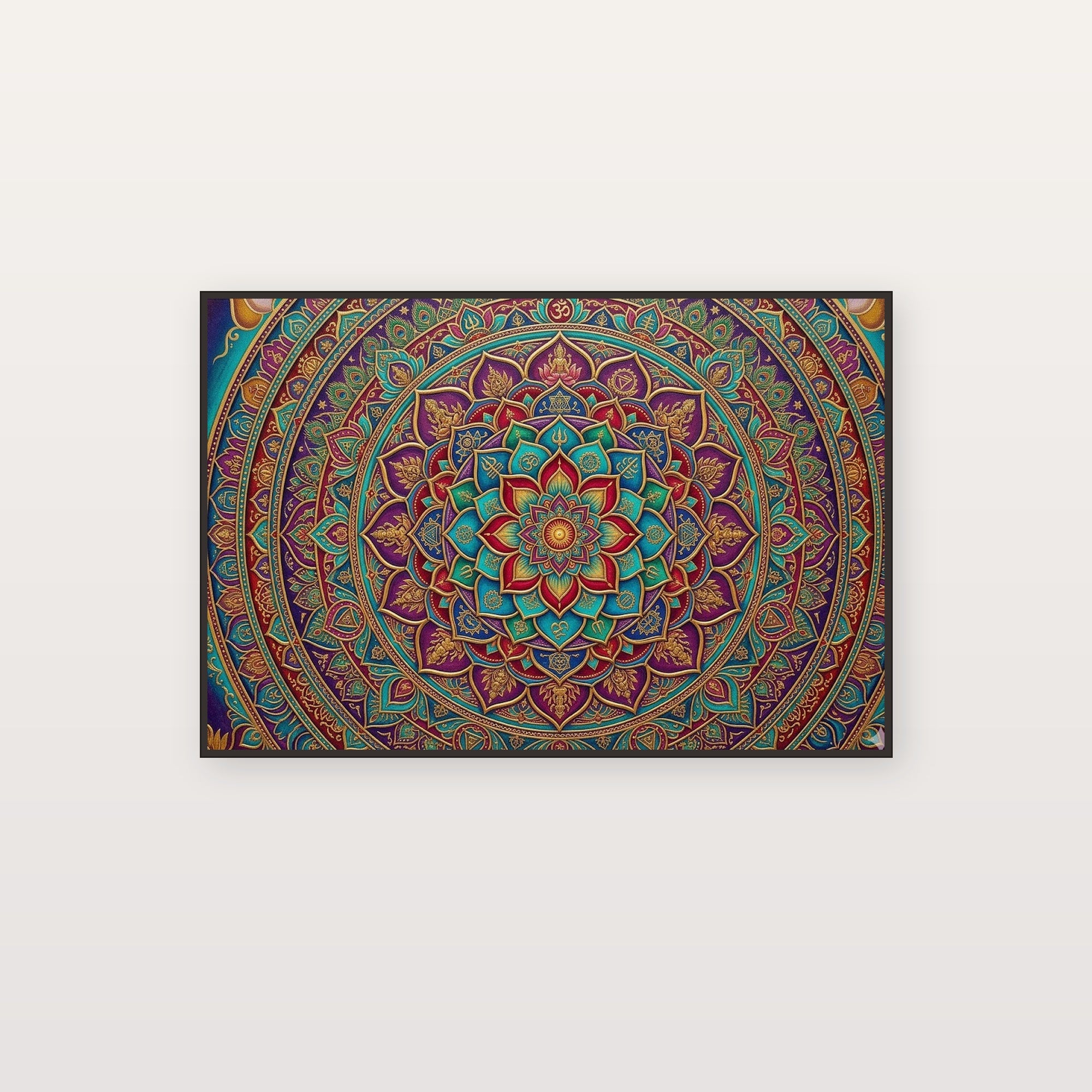 Hindu Mandala Canvas Wall Art - Colorful Sacred Print, Indian Spiritual, Yoga Decor, Stretched Canvas — hindu mandala colorful canvas print
