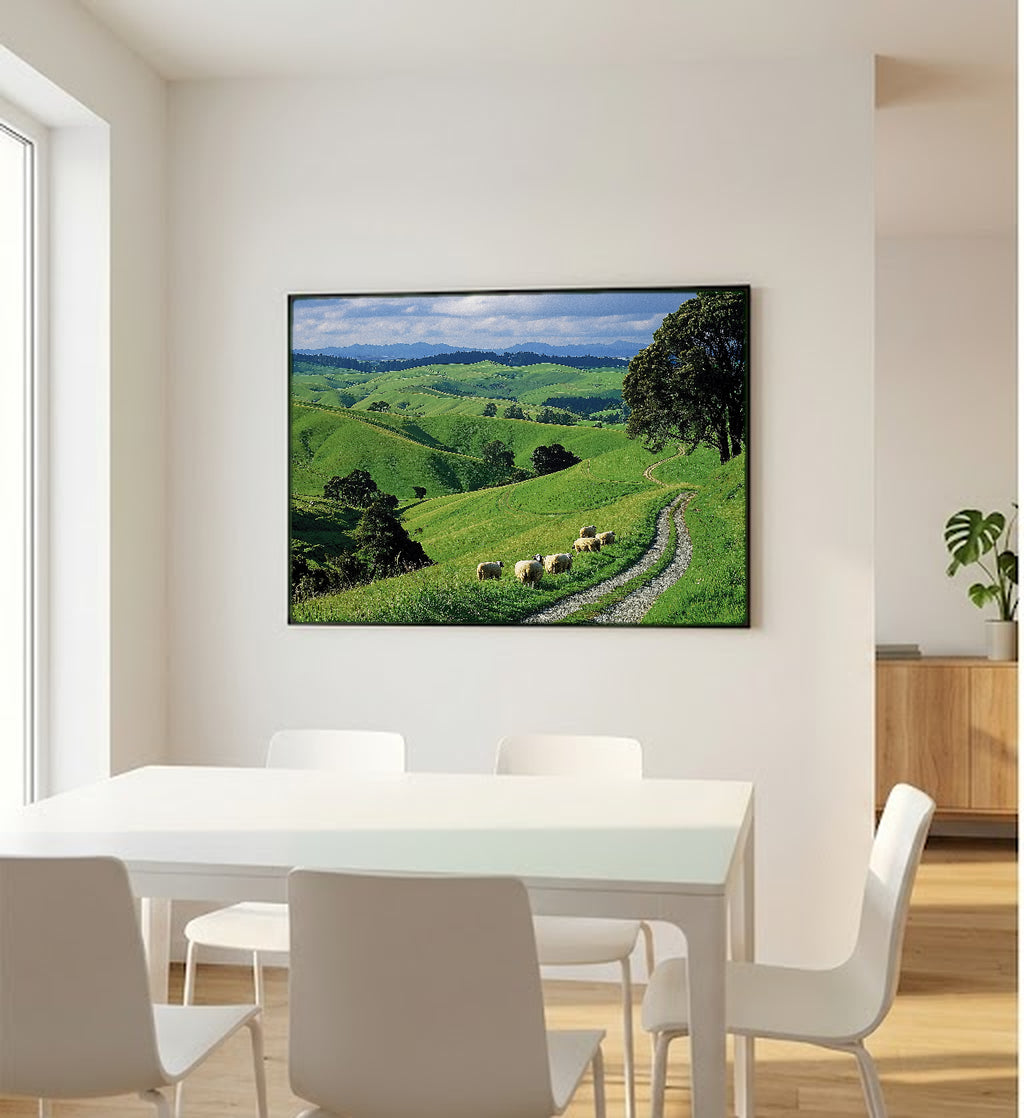 Hobbiton Canvas Wall Art | New Zealand Countryside Print, Rolling Hills, Fantasy Decor, Stretched Canvas — hobbit-shire-newzealand-bedroom-wall-art.jpg