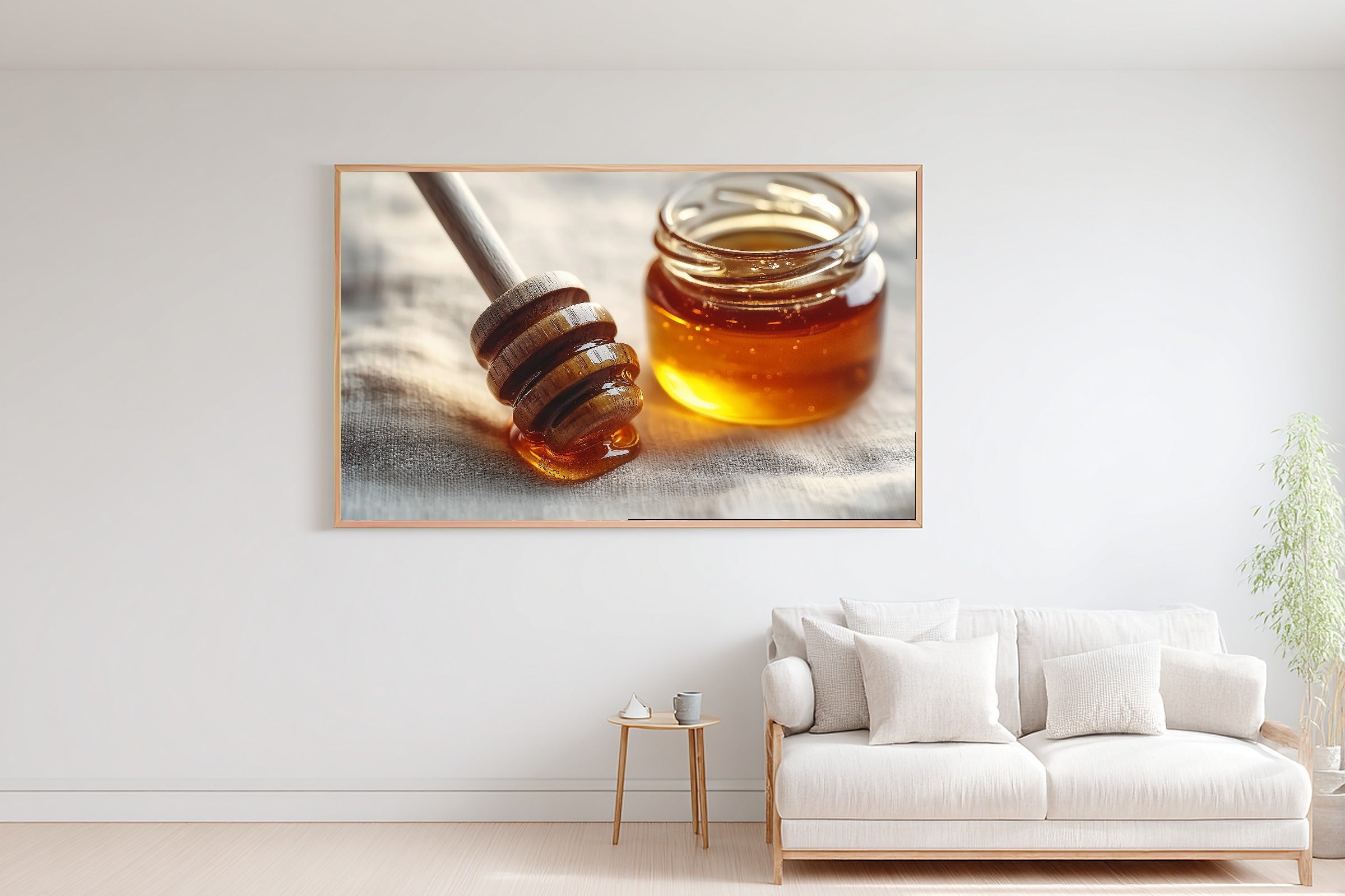 Honey Dipper Amber Jar Giclée Canvas Print, Cozy Neutral Palette Statement Piece, Living Room Wall Art, Gift Under 100 — honey-dipper-amber-jar-bedroom-wall-art.jpg