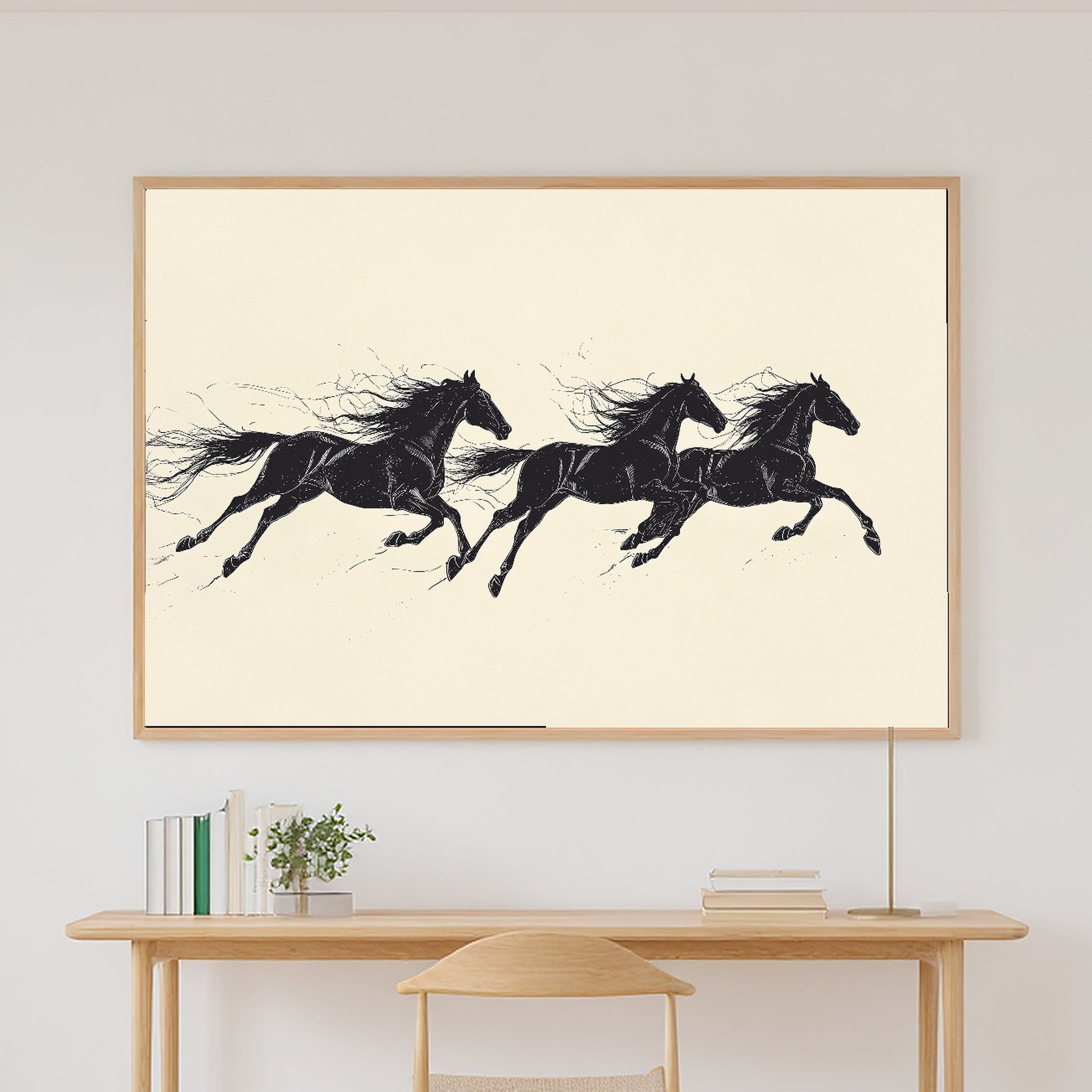 Cozy Studio Horses Running Trio Line Canvas Wall Art — Dreamy Print for the Living Room, A Gift the Art Lover in Your Life Will Adore — horses-running-trio-line-canvas-print.jpg