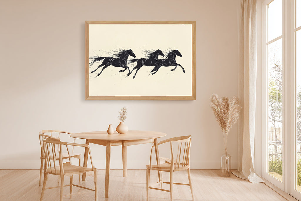 Cozy Studio Horses Running Trio Line Canvas Wall Art — Dreamy Print for the Living Room, A Gift the Art Lover in Your Life Will Adore — horses-running-trio-line-dining-room-wall-art.jpg
