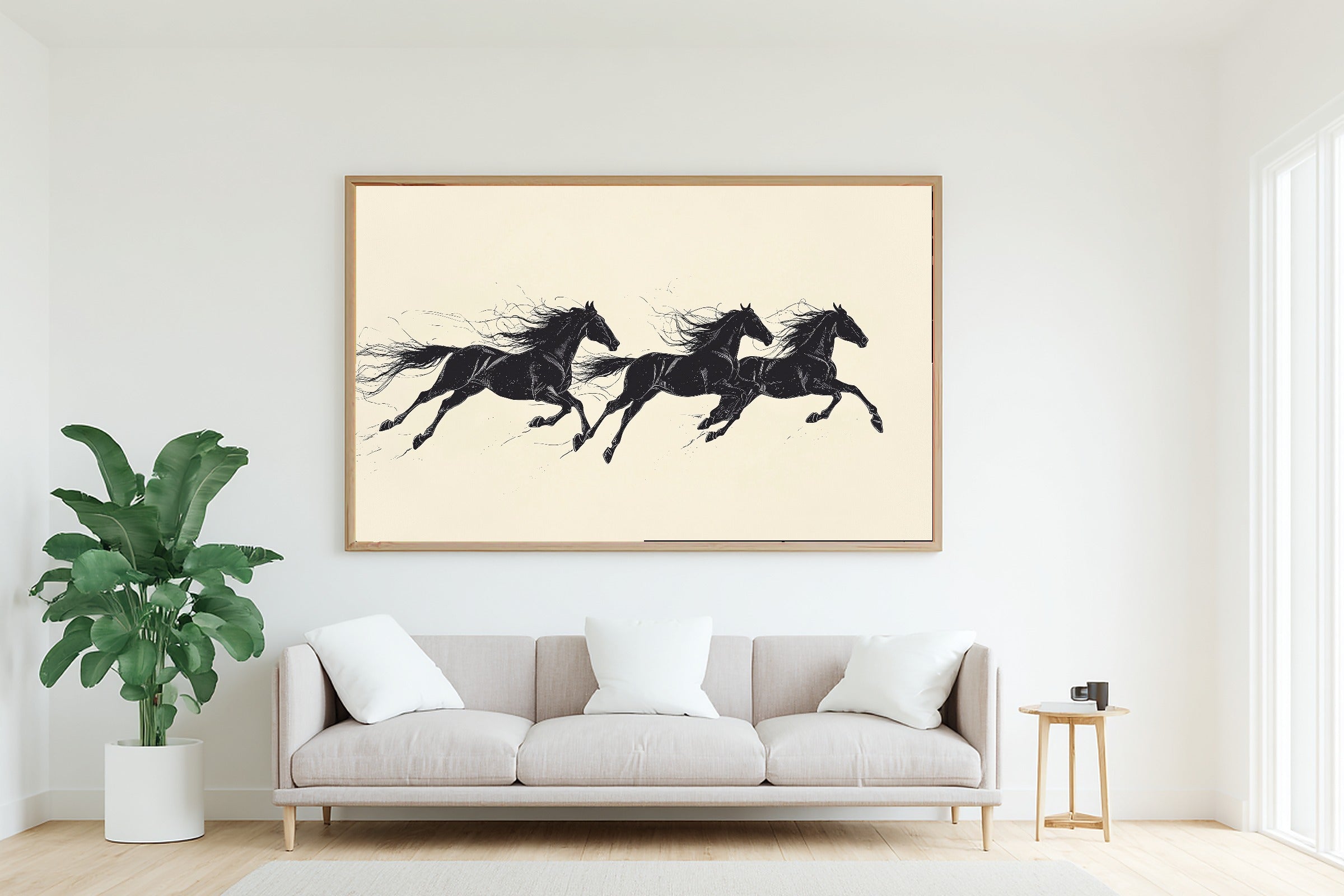 Cozy Studio Horses Running Trio Line Canvas Wall Art — Dreamy Print for the Living Room, A Gift the Art Lover in Your Life Will Adore — horses-running-trio-line-living-room-wall-art.jpg