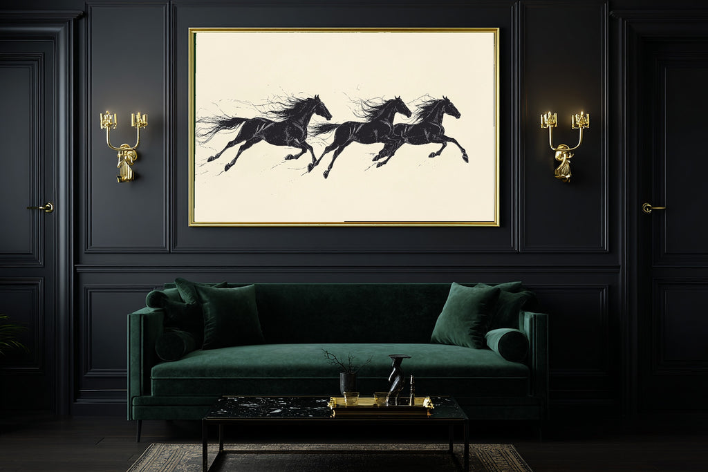 Cozy Studio Horses Running Trio Line Canvas Wall Art — Dreamy Print for the Living Room, A Gift the Art Lover in Your Life Will Adore — horses-running-trio-line-office-wall-art.jpg
