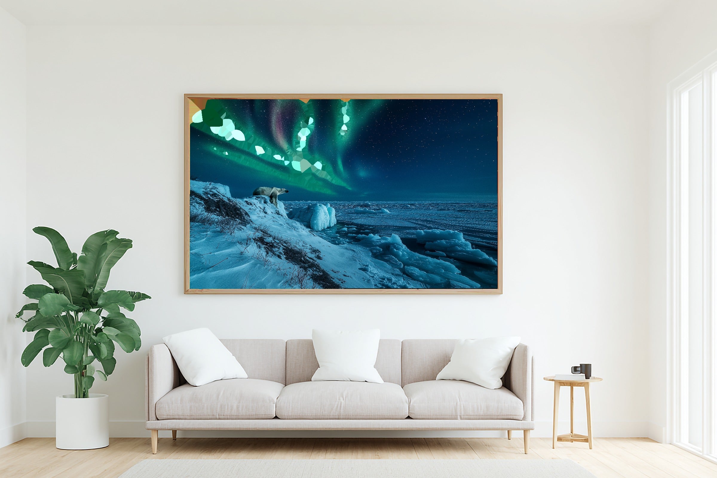 Hand-picked Hudson Bay Polar Aurora Giclée Print — Dreamy Moody Aurora for the Bedroom, Ready-to-Hang Aurora Chaser Next Door Gift — hudson-bay-polar-aurora-living-room-wall-art.jpg