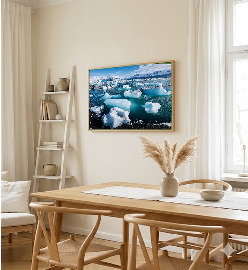 Jökulsárlón Glacier Lagoon Canvas Wall Art | Iceland Ice Print, Nordic Landscape, Dramatic Decor, Stretched Canvas — iceland-glacier-lagoon-dining-room-wall-art.jpg