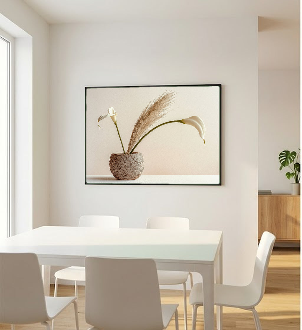 Ikebana Canvas Wall Art | Minimalist Neutral Print, Japandi Decor, Stretched Canvas — ikebana-arrangement-neutral-bedroom-wall-art.jpg