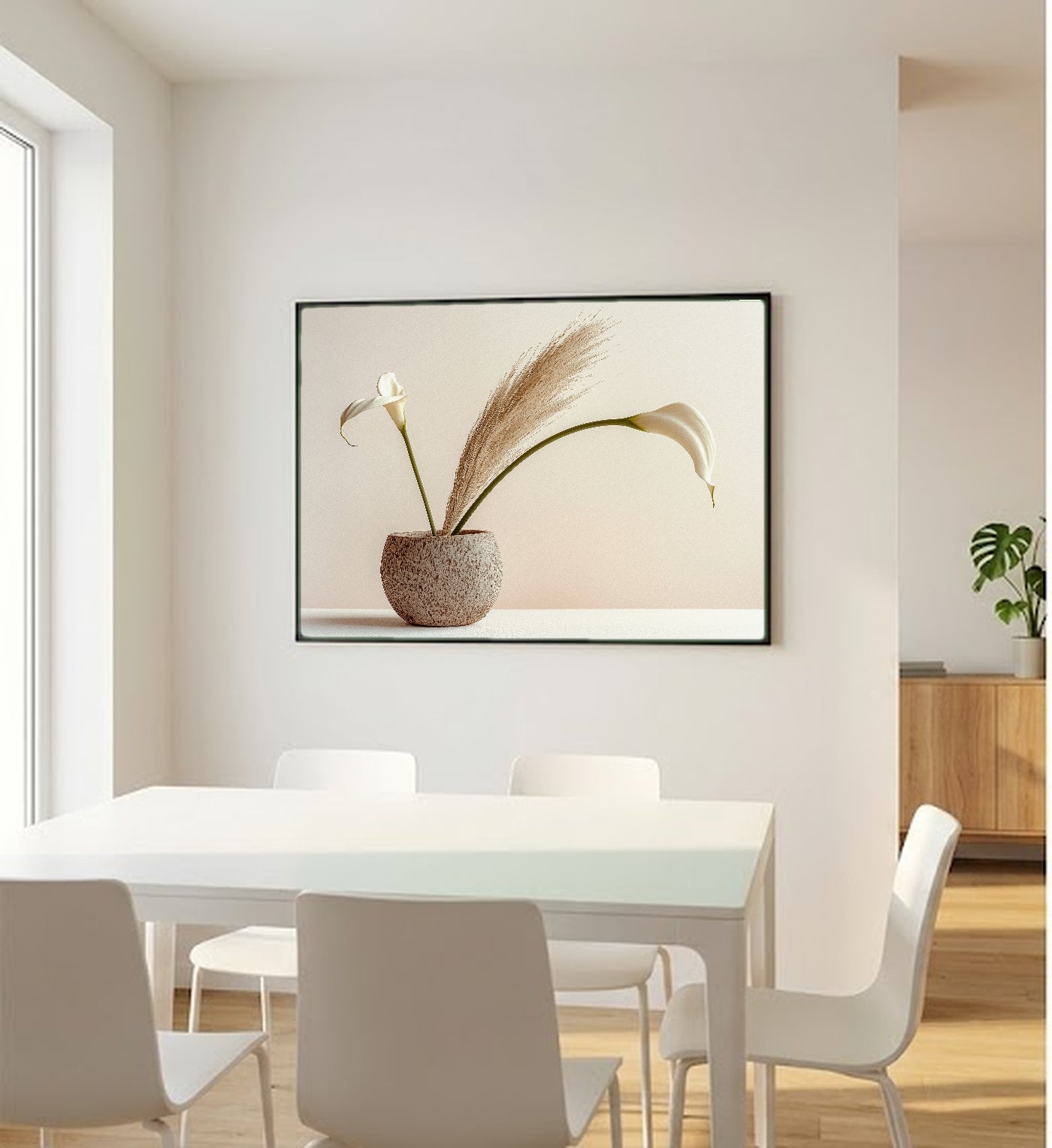 Ikebana Canvas Wall Art | Minimalist Neutral Print, Japandi Decor, Stretched Canvas — ikebana-arrangement-neutral-bedroom-wall-art.jpg