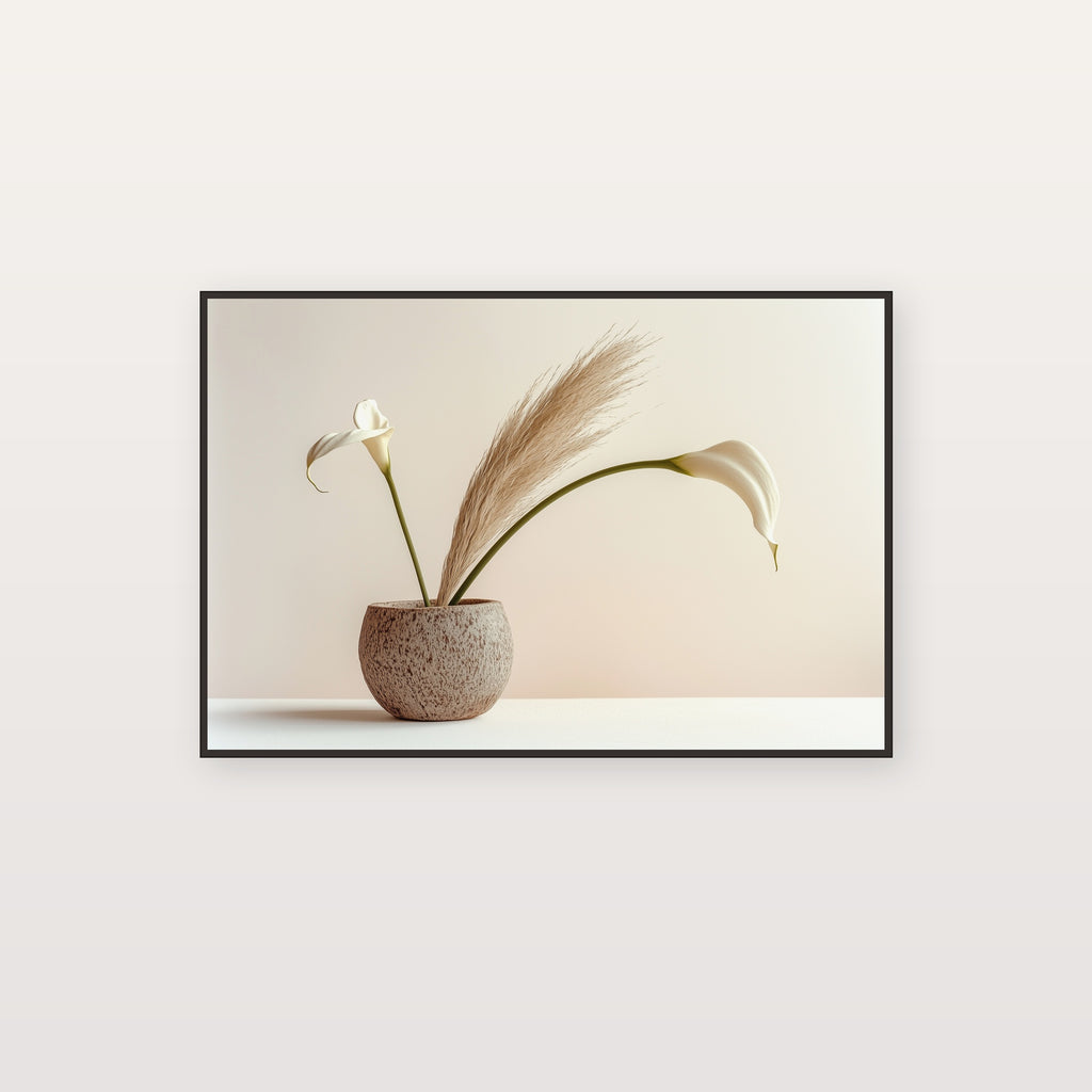 Ikebana Canvas Wall Art | Minimalist Neutral Print, Japandi Decor, Stretched Canvas — ikebana-arrangement-neutral-canvas-print.jpg
