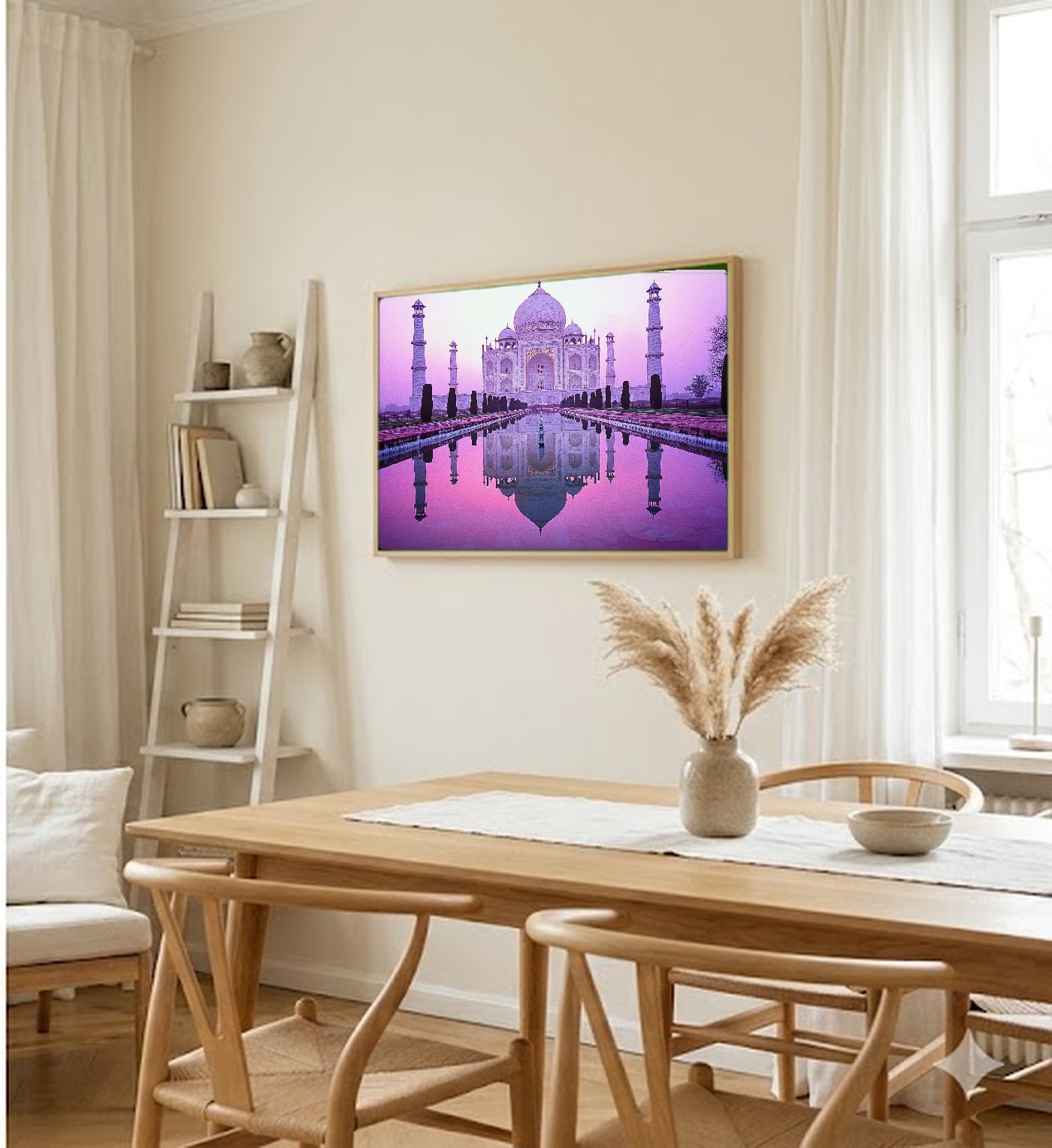 Taj Mahal Canvas Wall Art | India Sunrise Print, Historical Landmark, Asian Decor, Stretched Canvas — india-taj-mahal-dining-room-wall-art.jpg