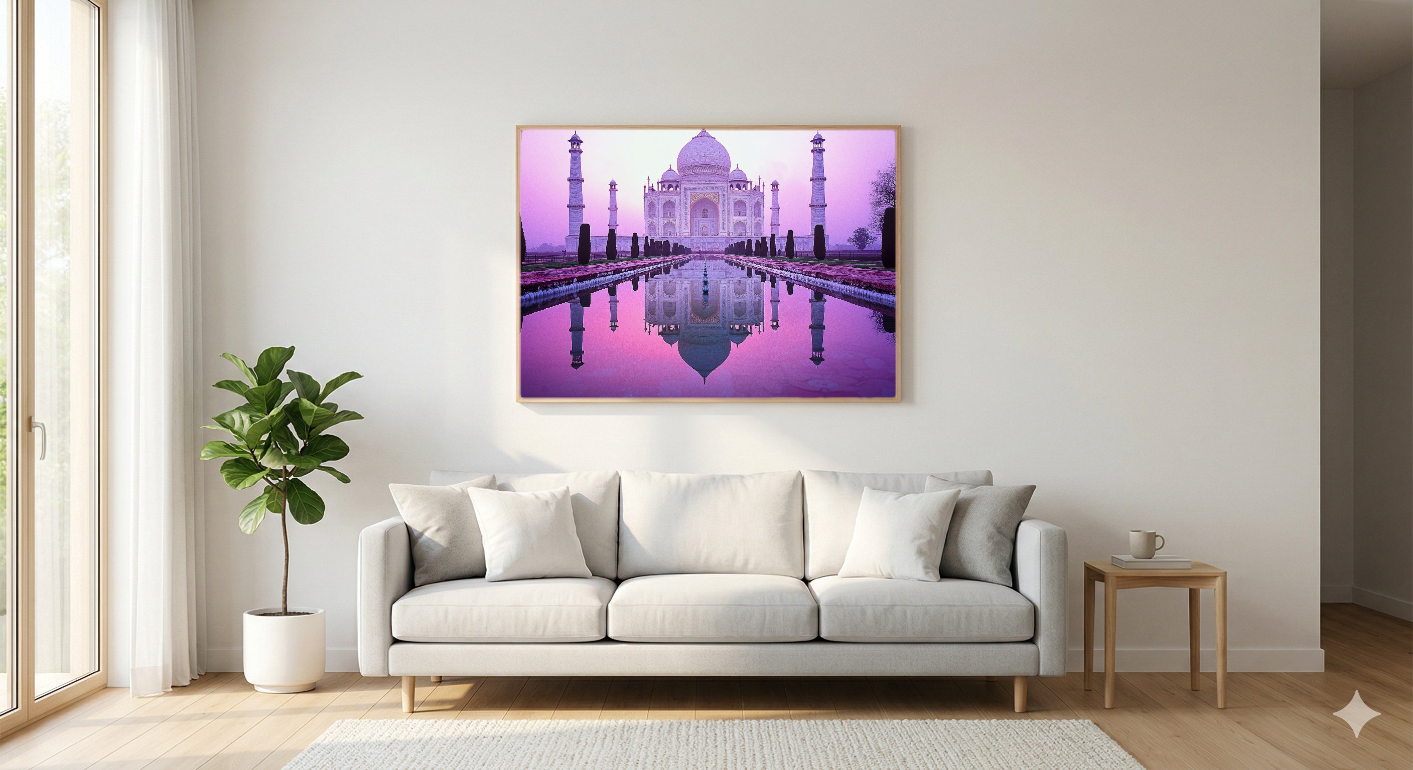 Taj Mahal Canvas Wall Art | India Sunrise Print, Historical Landmark, Asian Decor, Stretched Canvas — india-taj-mahal-living-room-wall-art.jpg