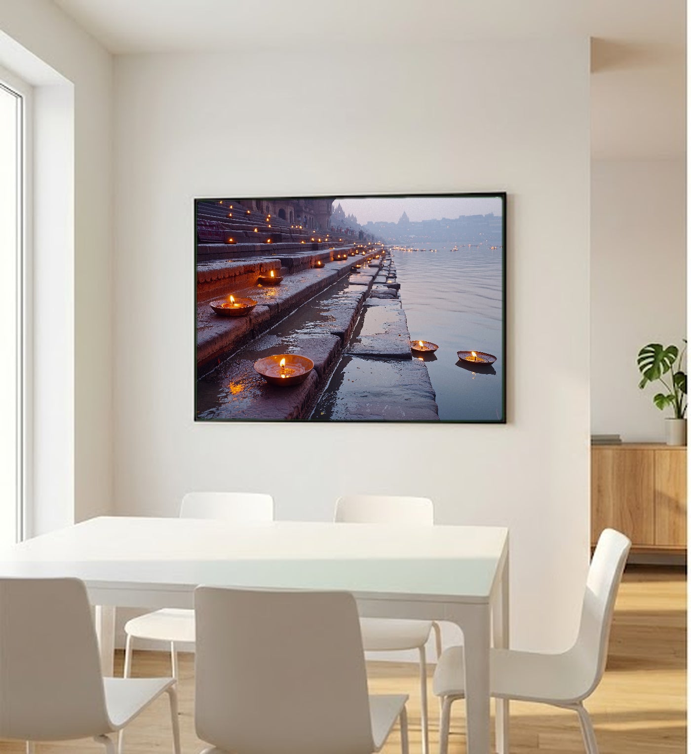 Varanasi Ganges Canvas Wall Art | India Sacred River Print, Spiritual Decor, Asian Landscape, Stretched Canvas — india-varanasi-ganges-bedroom-wall-art.jpg