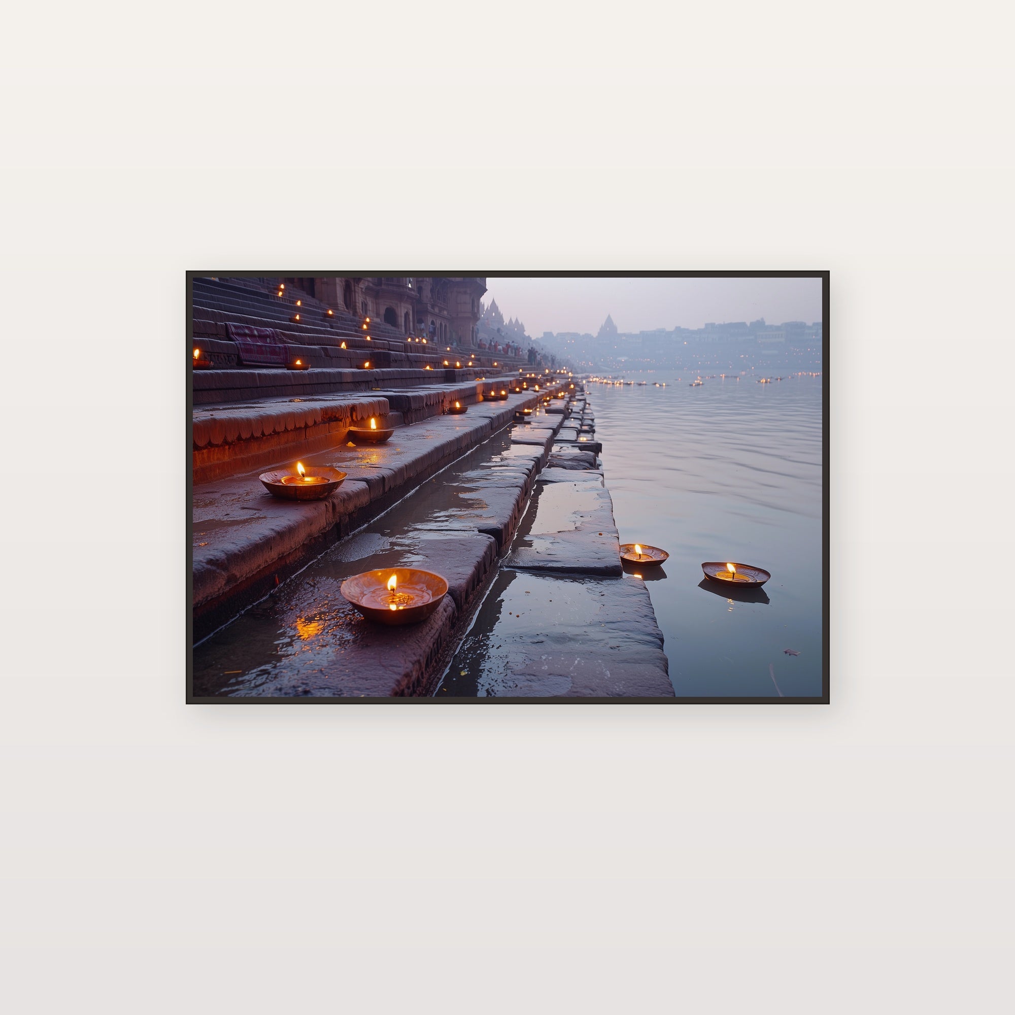 Varanasi Ganges Canvas Wall Art | India Sacred River Print, Spiritual Decor, Asian Landscape, Stretched Canvas — india-varanasi-ganges-canvas-print.jpg
