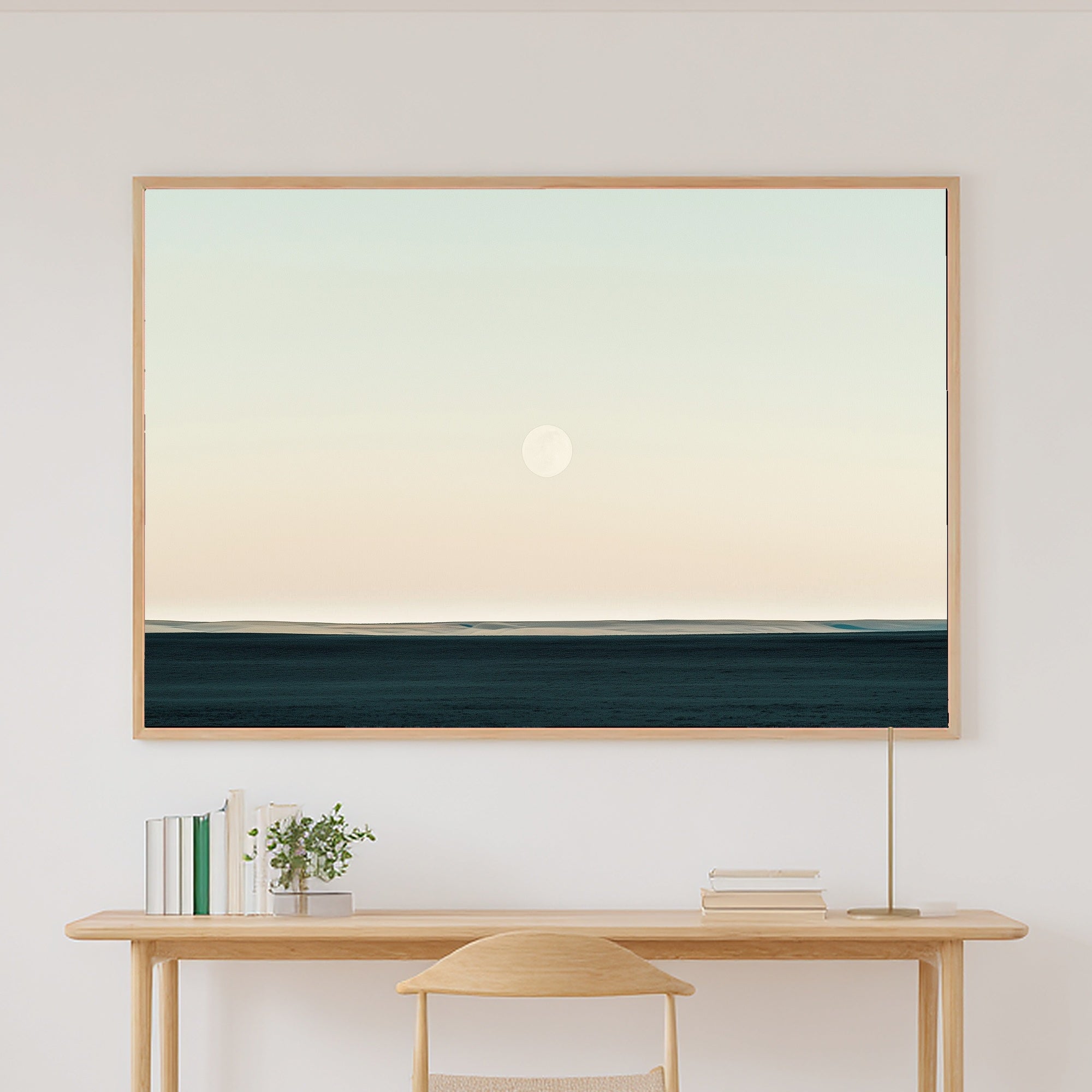 Indigo Moonscape Pale Sky Museum-Quality Canvas, Neutral Brushstroke Canvas Wall Art, Modern Living Room Statement Piece, Gift for Creatives — indigo-moonscape-pale-sky-canvas-print.jpg