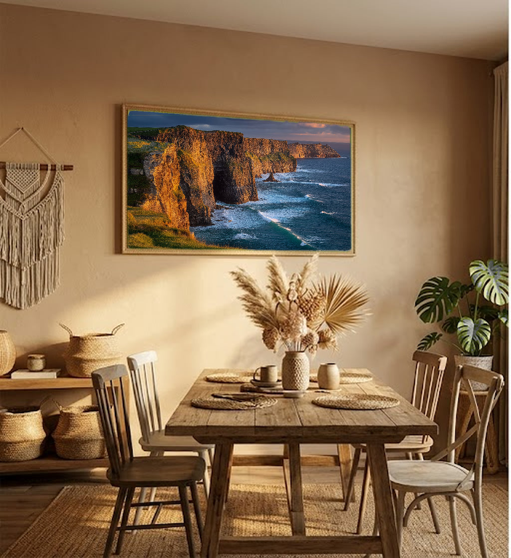 Cliffs of Moher Canvas Wall Art | Ireland Coast Print, Atlantic Ocean, Celtic Decor, Stretched Canvas — ireland-cliffs-moher-hallway-wall-art.jpg