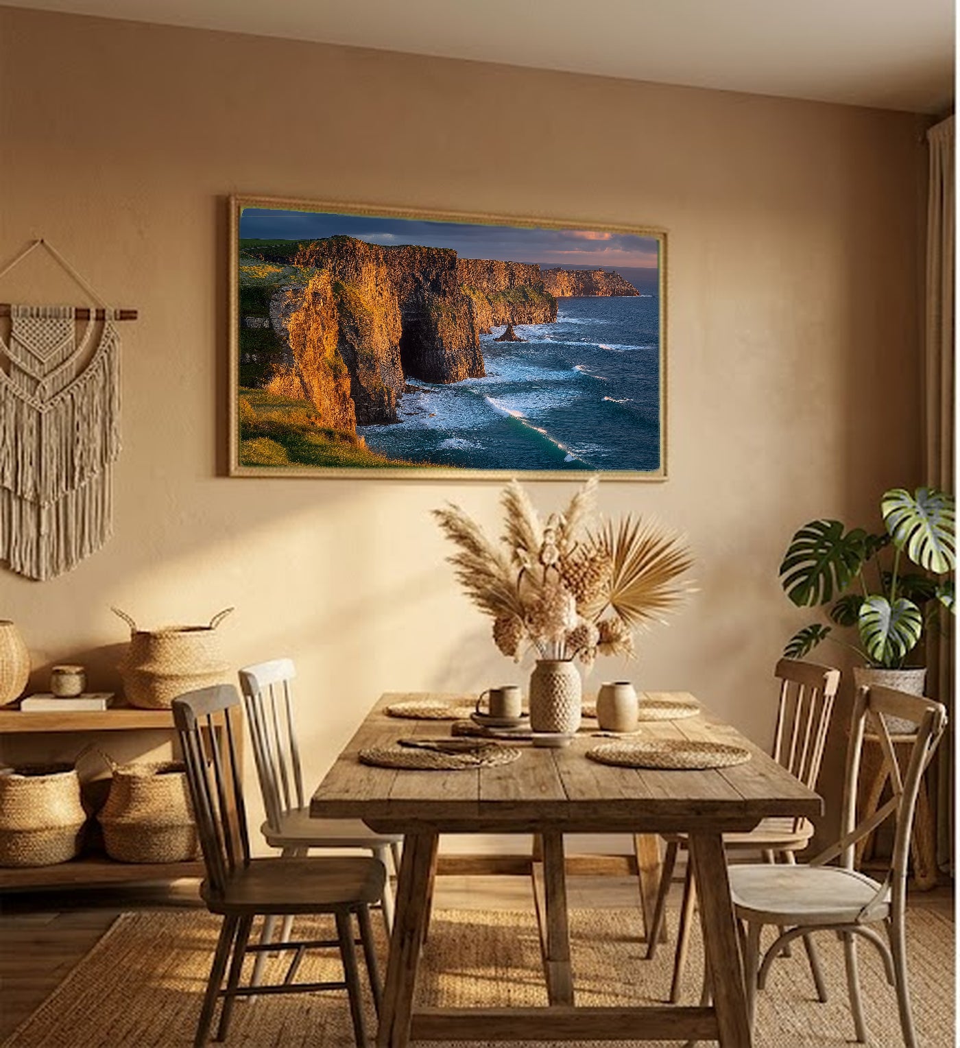 Cliffs of Moher Canvas Wall Art | Ireland Coast Print, Atlantic Ocean, Celtic Decor, Stretched Canvas — ireland-cliffs-moher-hallway-wall-art.jpg