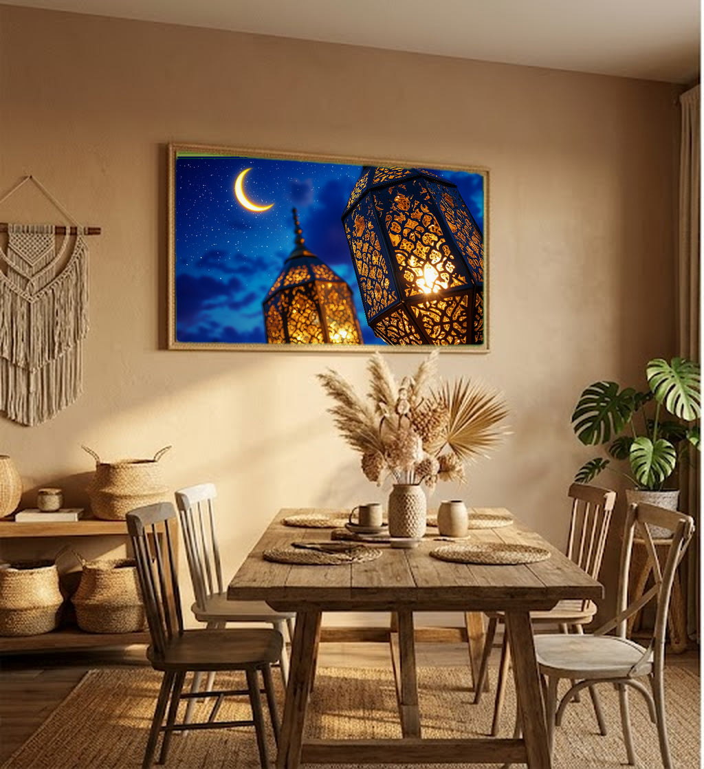 Islamic Lantern Canvas Wall Art | Ramadan Light Print, Sacred Glow, Muslim Decor, Stretched Canvas — islamic-lantern-ramadan-hallway-wall-art.jpg