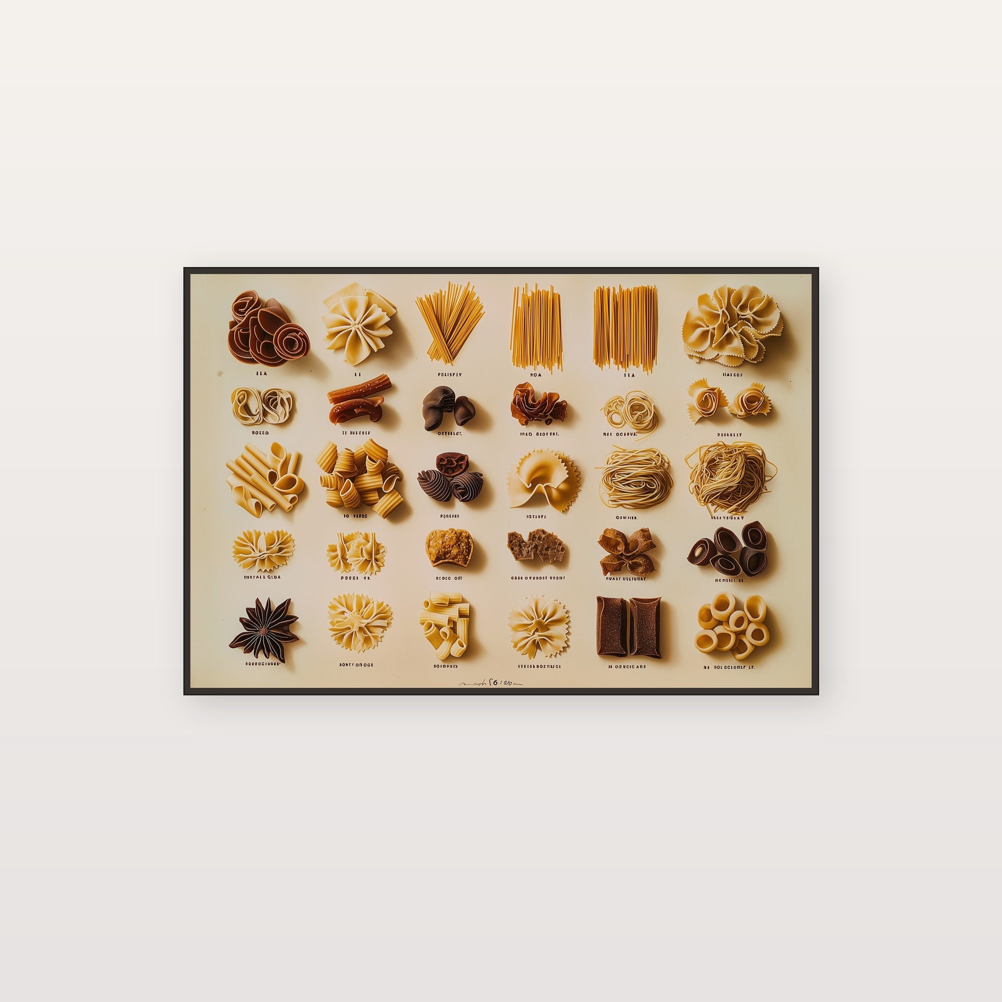 Italian Pasta Shapes Canvas Wall Art | Vintage Poster Print, Italian Kitchen Decor, Stretched Canvas — italian-pasta-shapes-poster-canvas-print.jpg