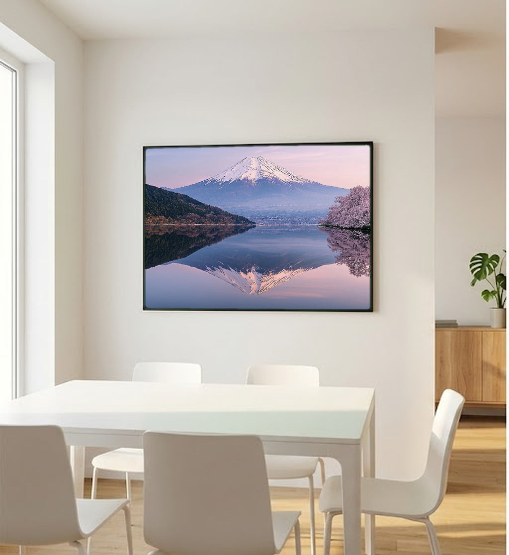 Mount Fuji Canvas Wall Art | Japan Reflection Print, Sacred Mountain Decor, Asian Landscape, Stretched Canvas — japan-fuji-reflection-bedroom-wall-art.jpg