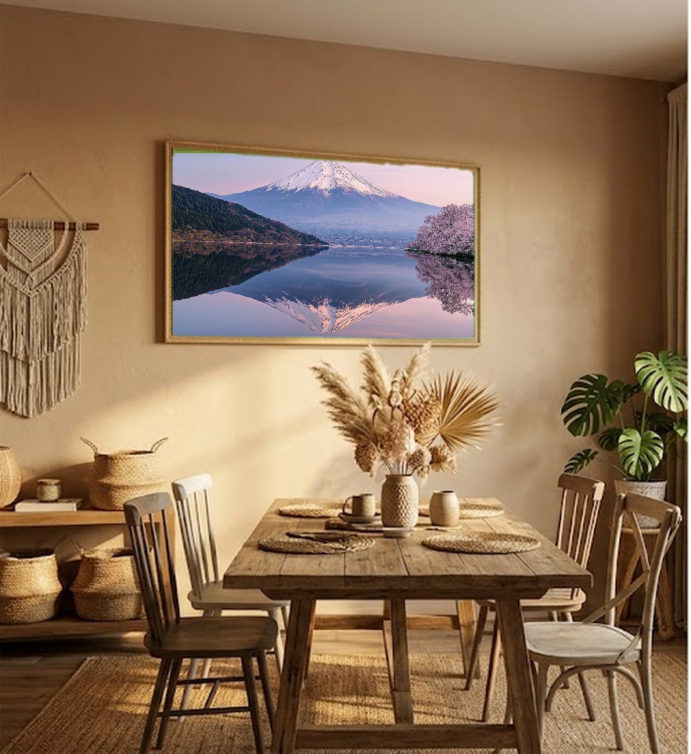 Mount Fuji Canvas Wall Art | Japan Reflection Print, Sacred Mountain Decor, Asian Landscape, Stretched Canvas — japan-fuji-reflection-hallway-wall-art.jpg